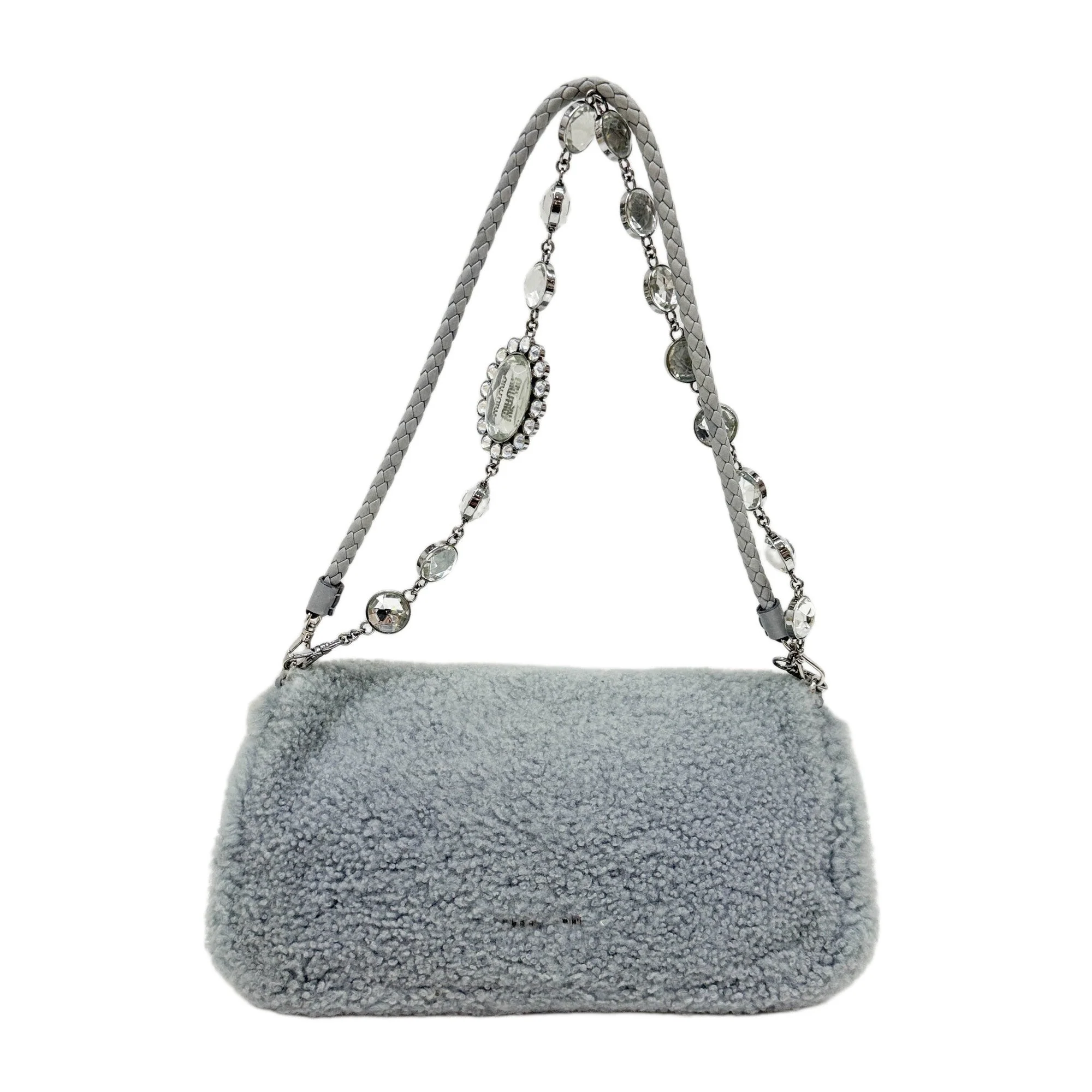 Bijou Strap Cinderella Blue Fur Shoulder Bag - Image 2