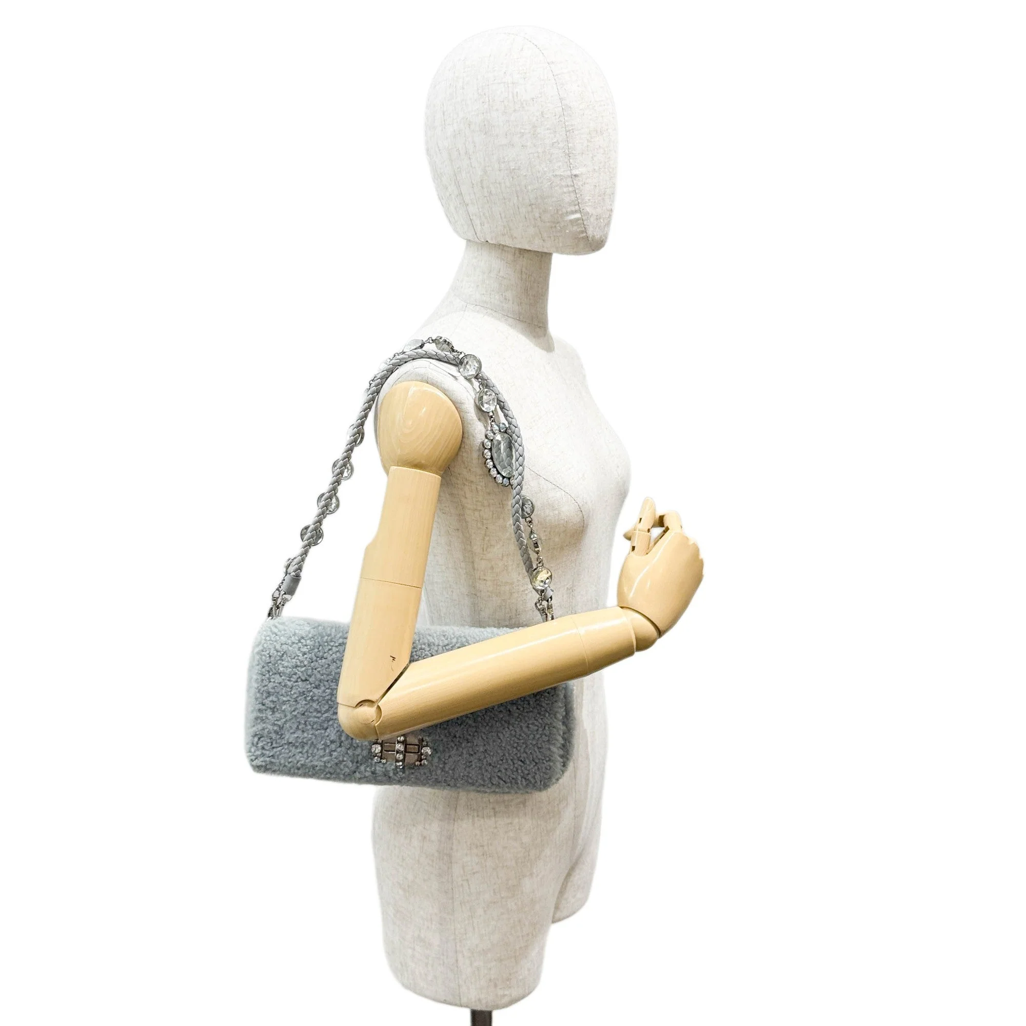 Bijou Strap Cinderella Blue Fur Shoulder Bag - Image 3
