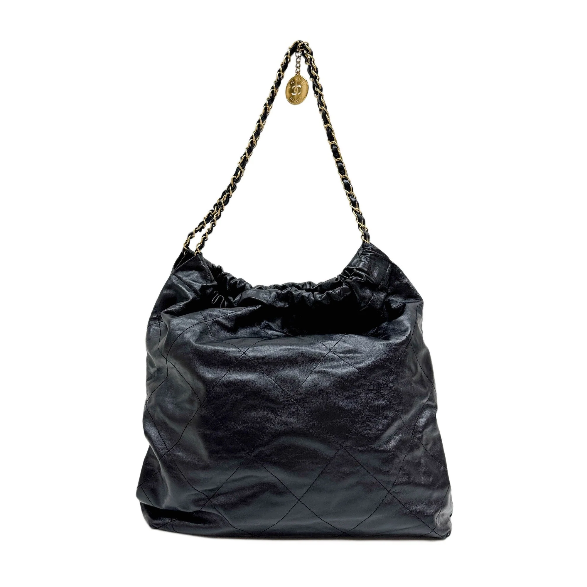 Chanel 22 2021-2026 Matelasse Black Leather Shoulder Bag - Image 2