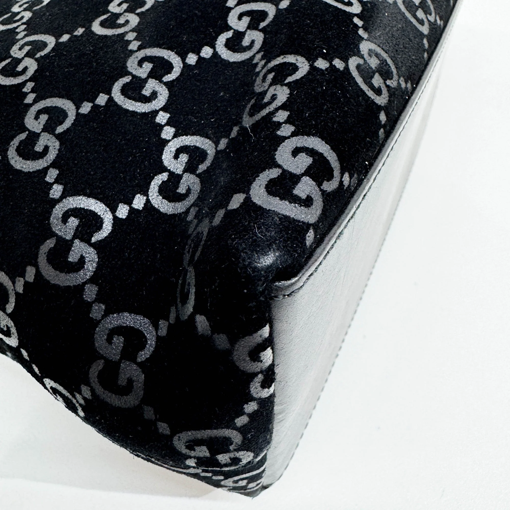 Black GG Suede Hobo Bag - Image 13