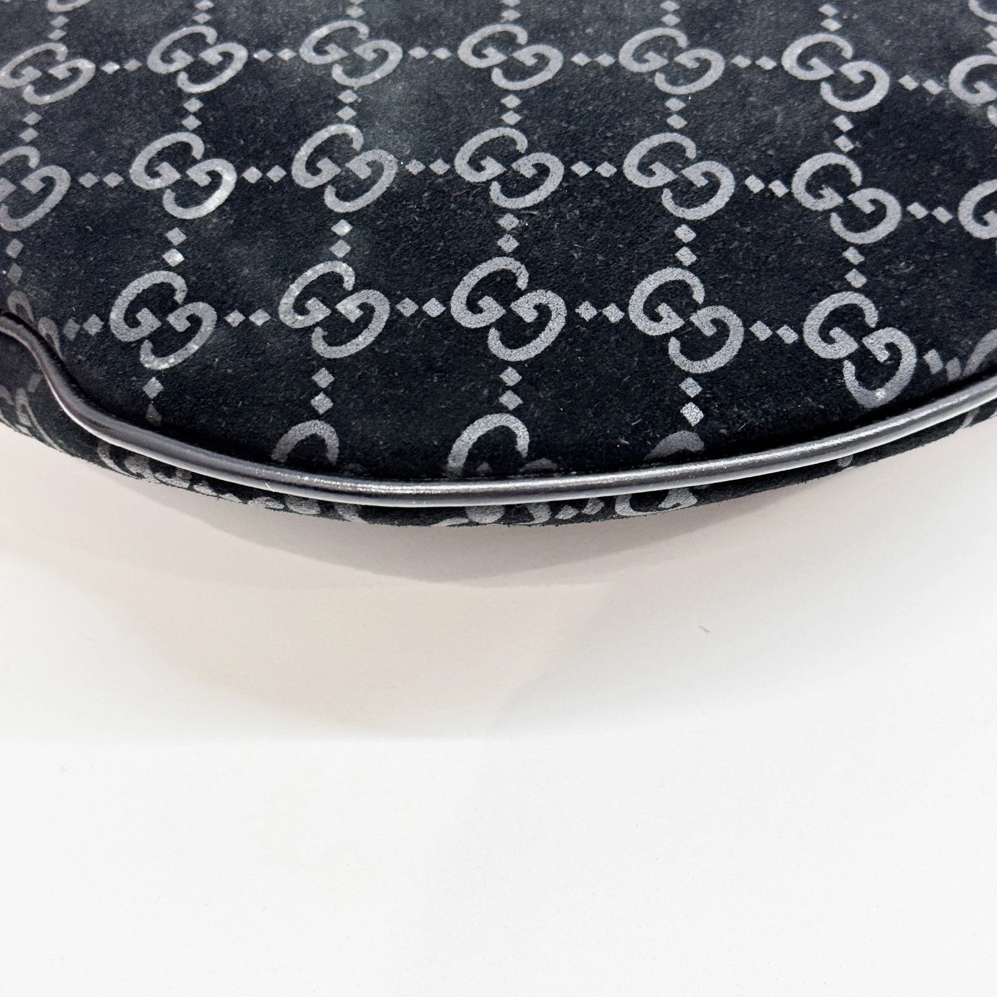 Black GG Suede Shoulder Bag - Image 10