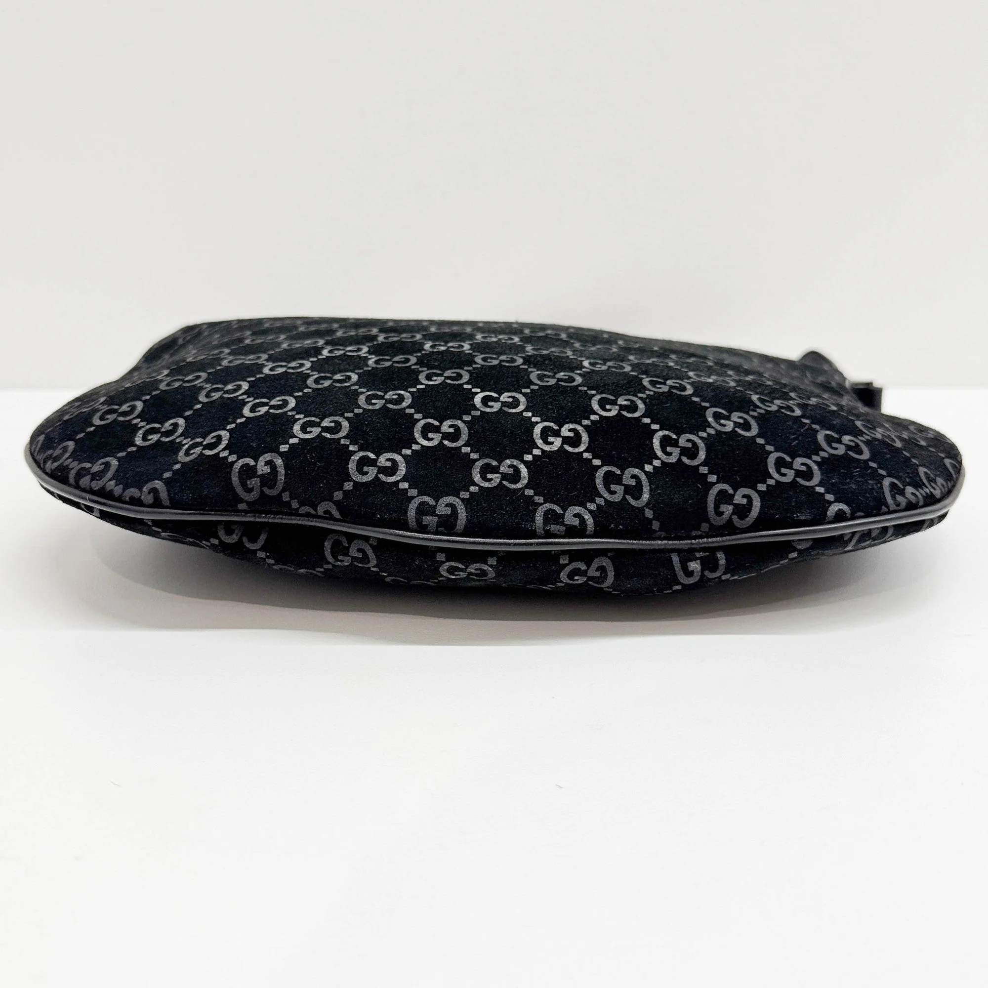 Black GG Suede Shoulder Bag - Image 7