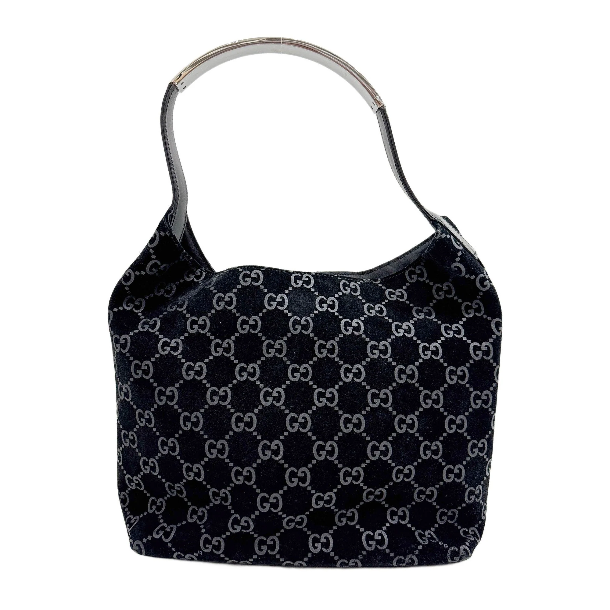 Black GG Suede Shoulder Bag - Image 2