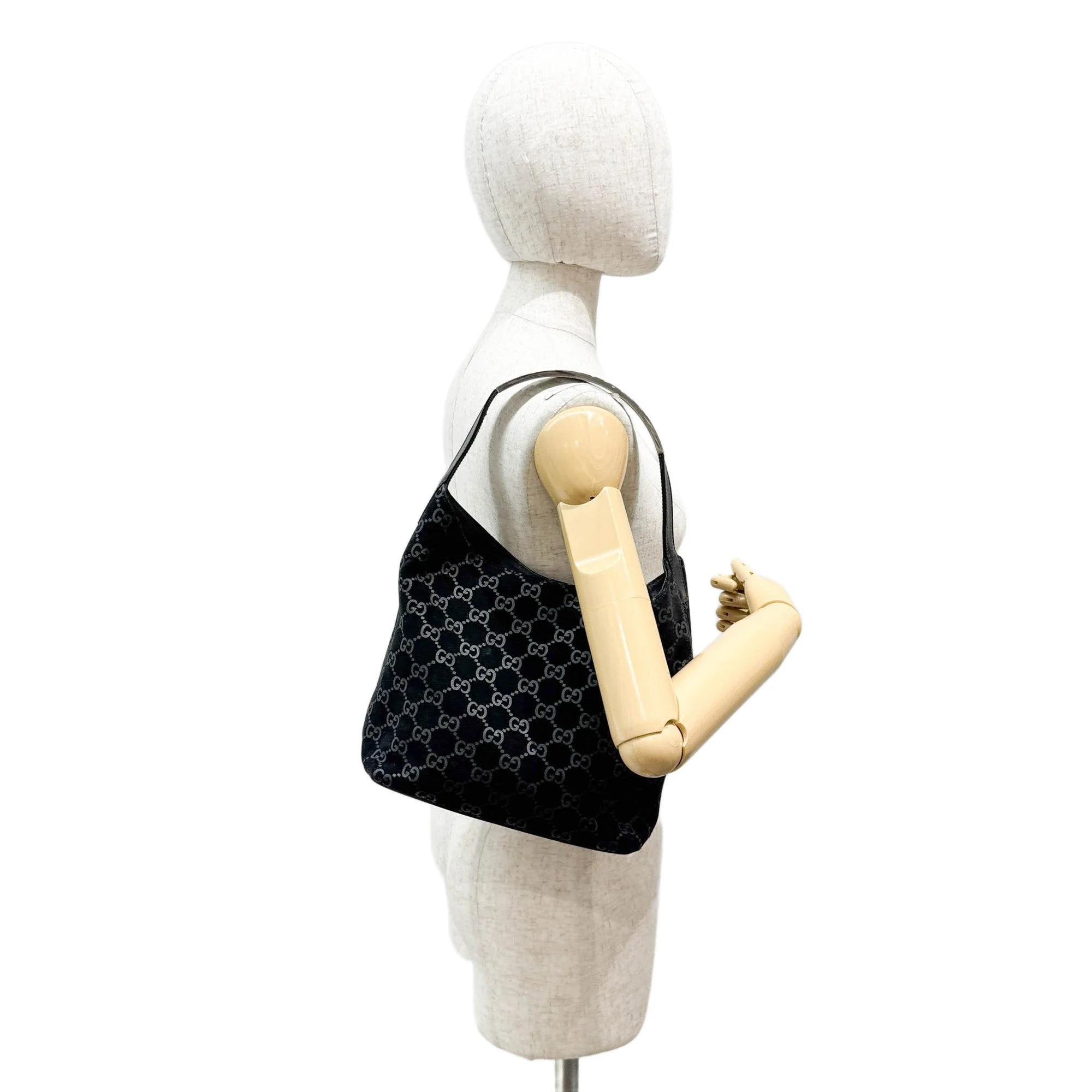 Black GG Suede Shoulder Bag - Image 3