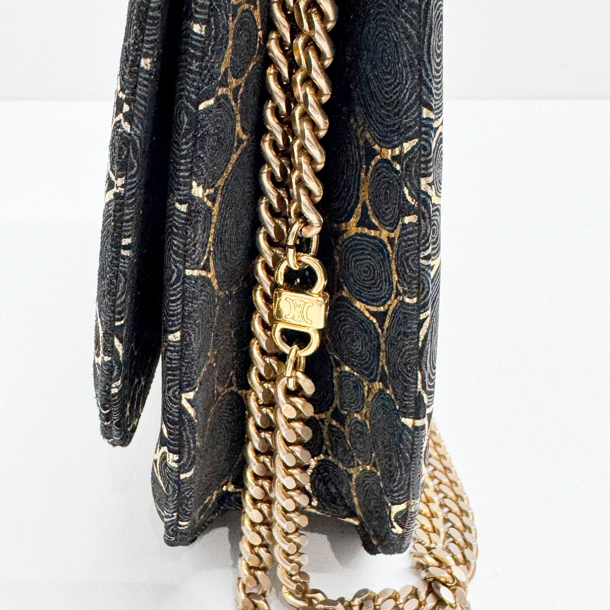 Black & Gold Wood Grain Canvas Shoulder Bag - Image 14