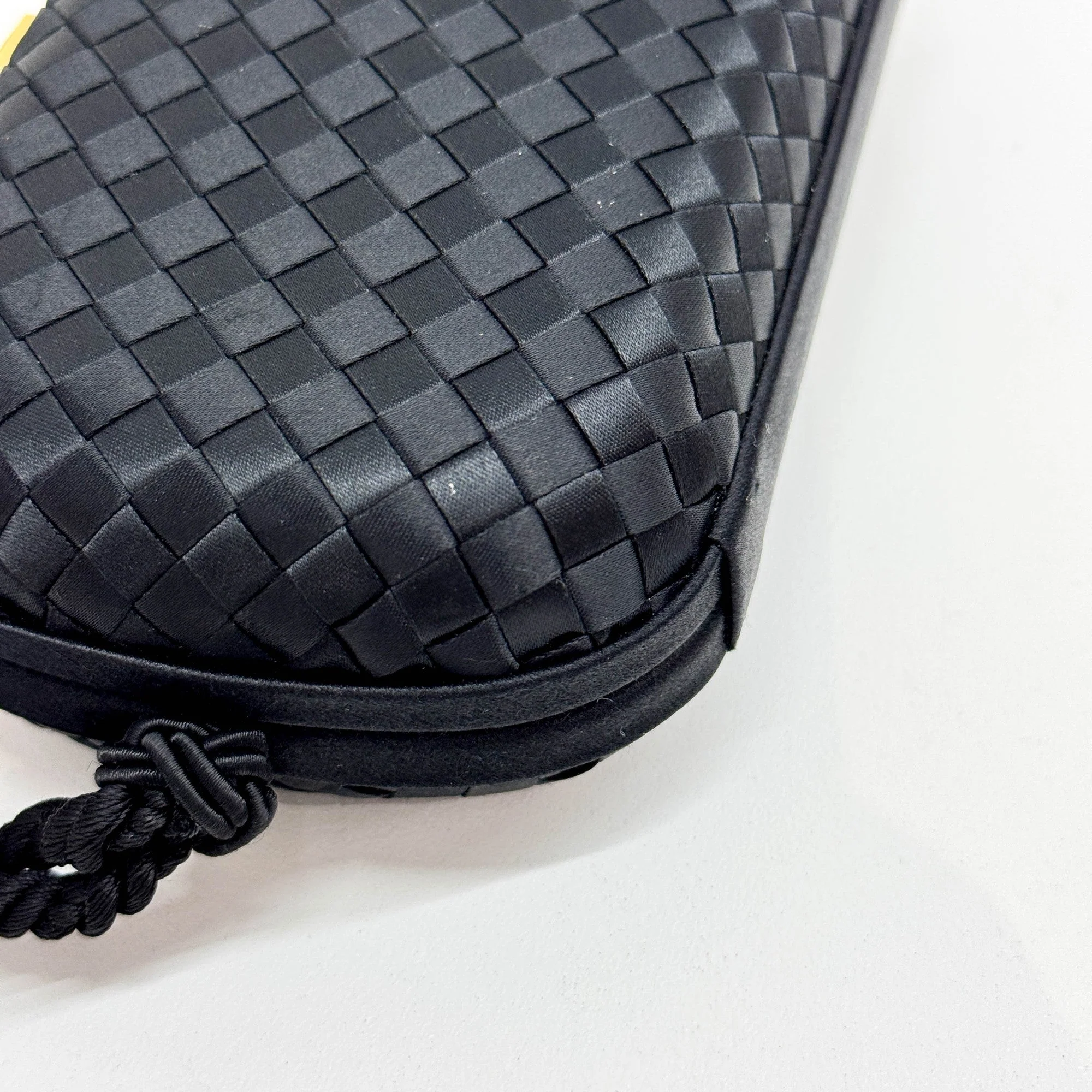 Black Intrecciato Satin Clutch Bag - Image 13