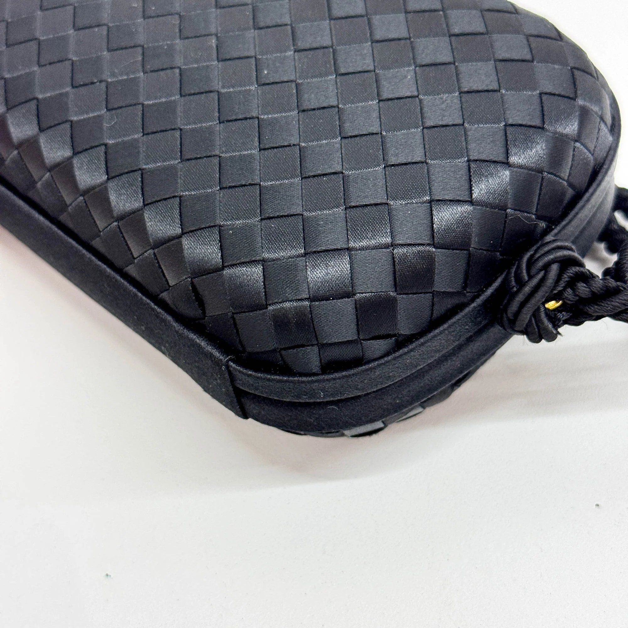 Black Intrecciato Satin Clutch Bag - Image 8