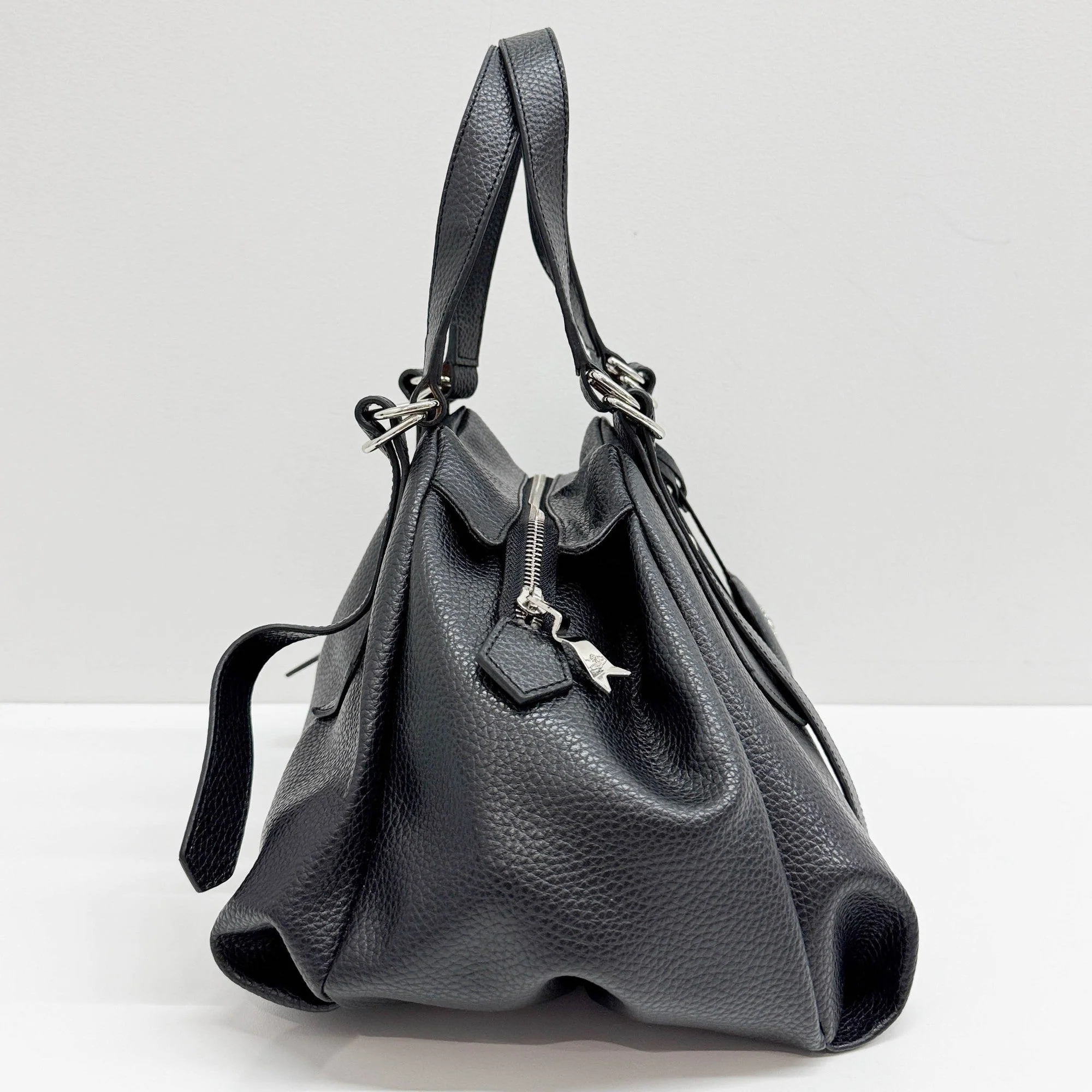 Black Leather Hand Bag - Image 4