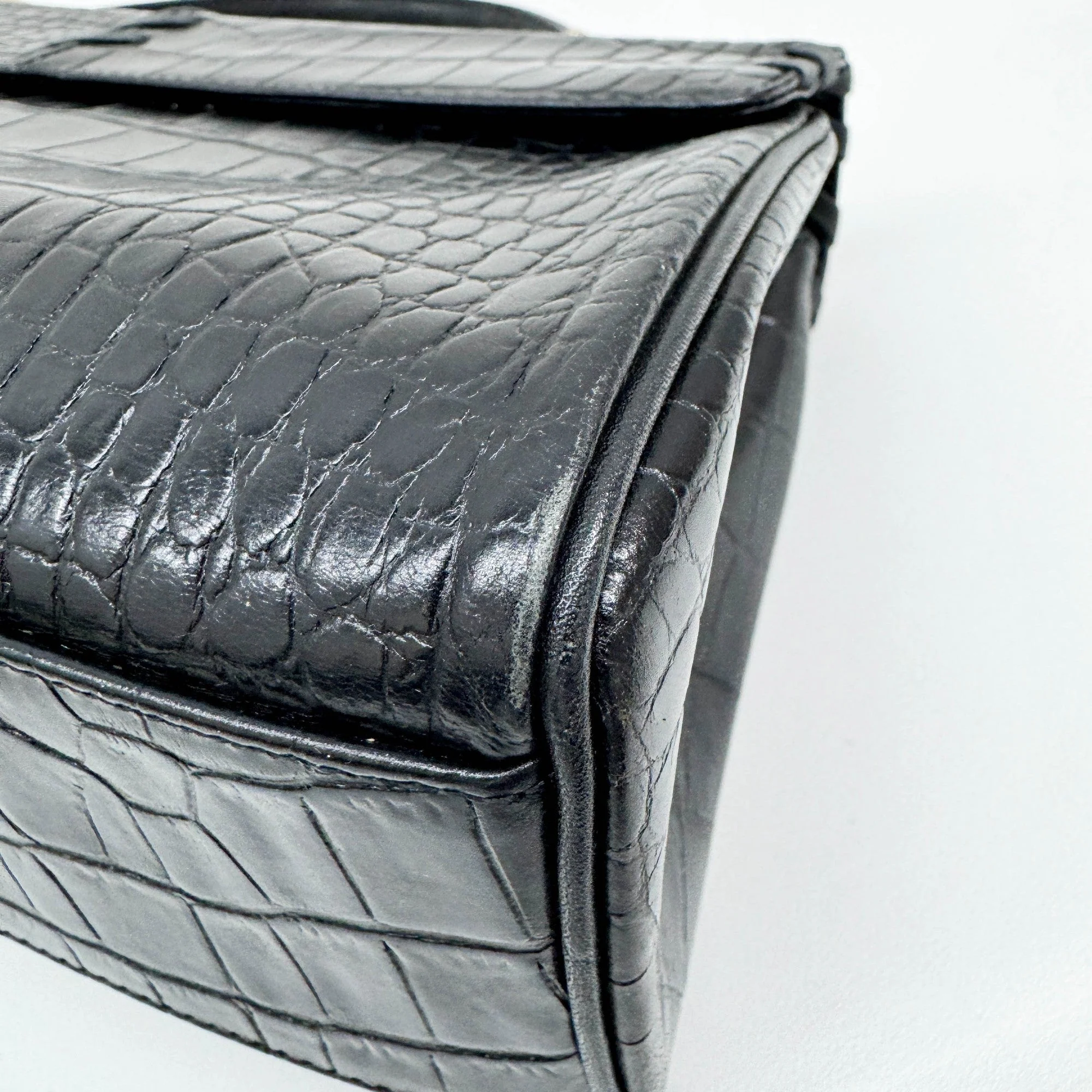Black Leather Handle Bag - Image 10