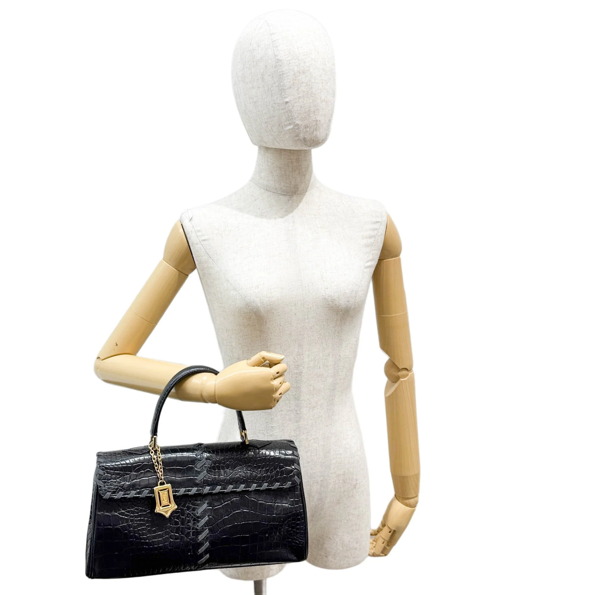 Black Leather Handle Bag - Image 3