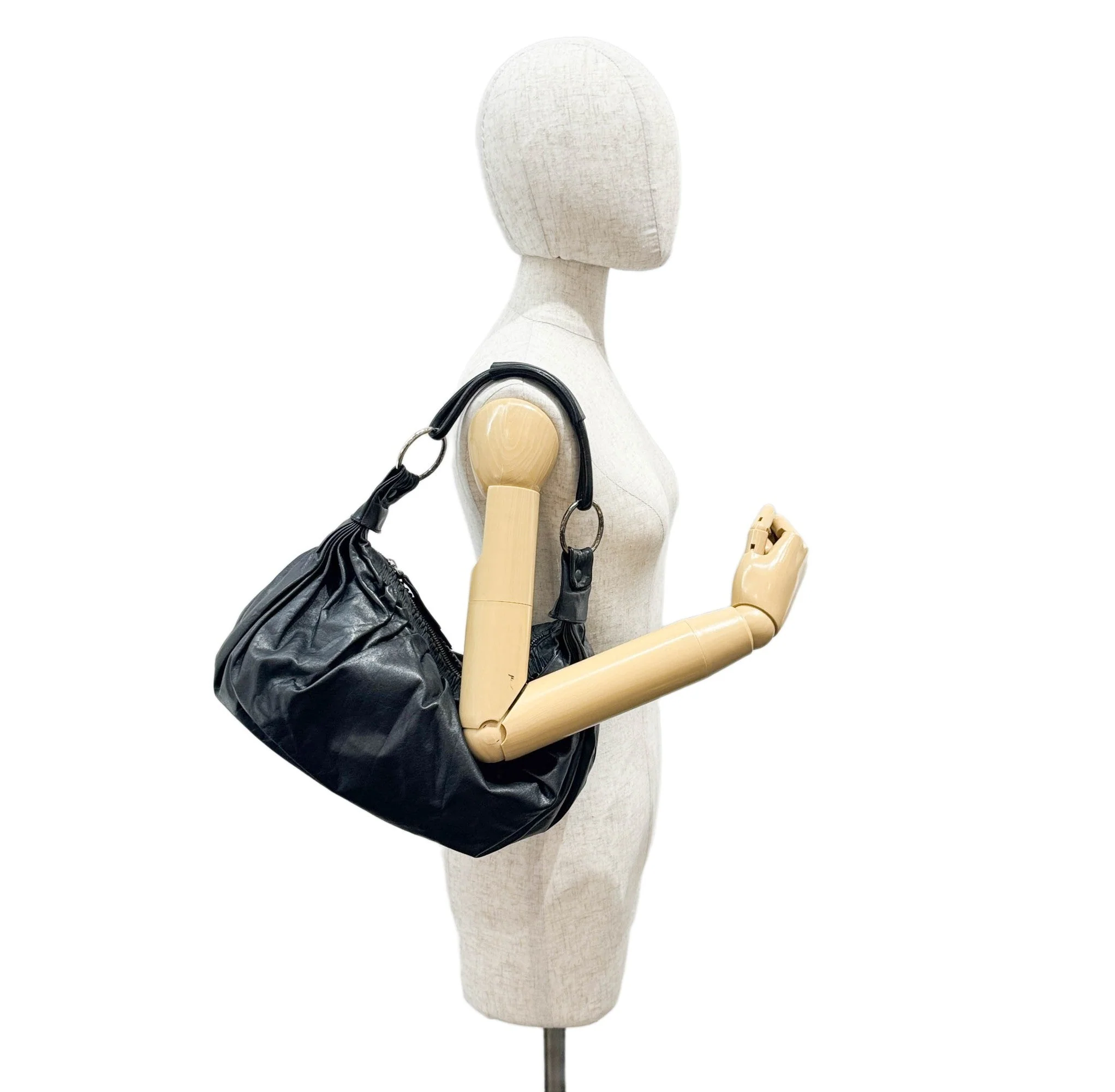 Black Leather Shoulder Bag - Image 3
