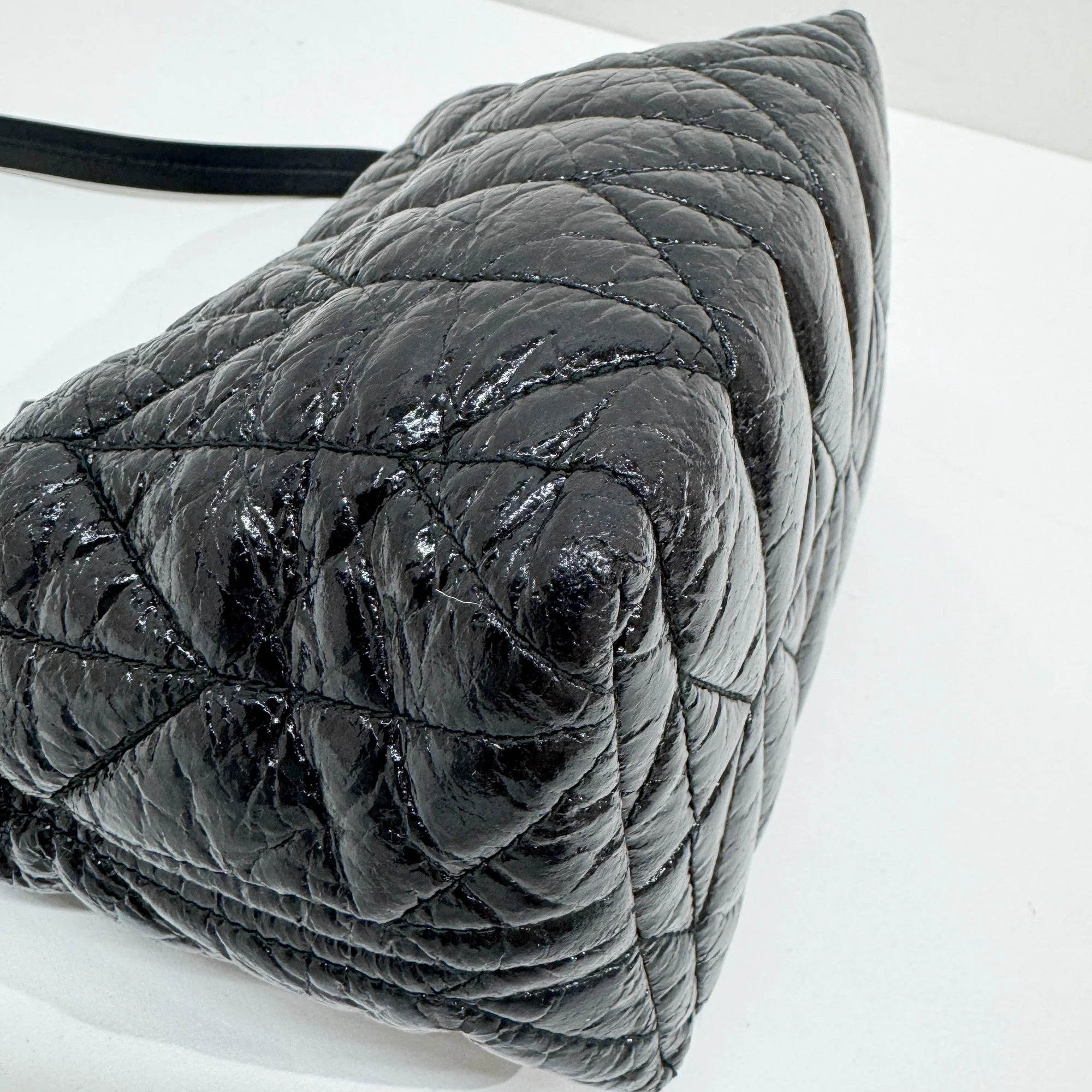 Black Quilted Nappa Leather Shoulder Bag - Image 11