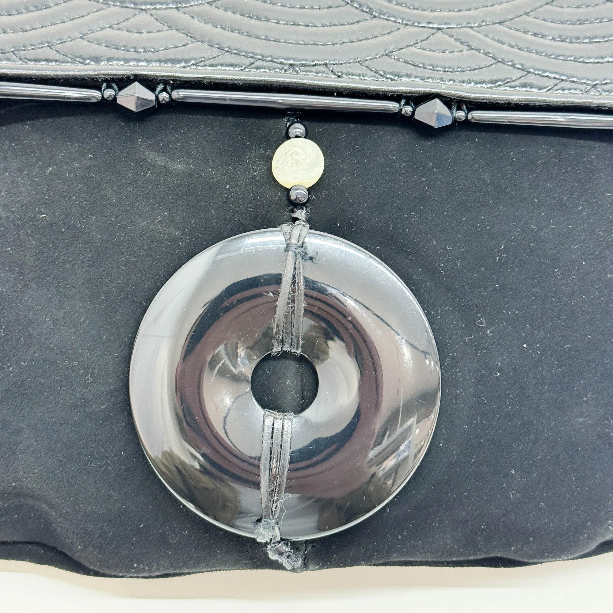 Black Suede with Leather Flap Shoulder Bag - Image 13