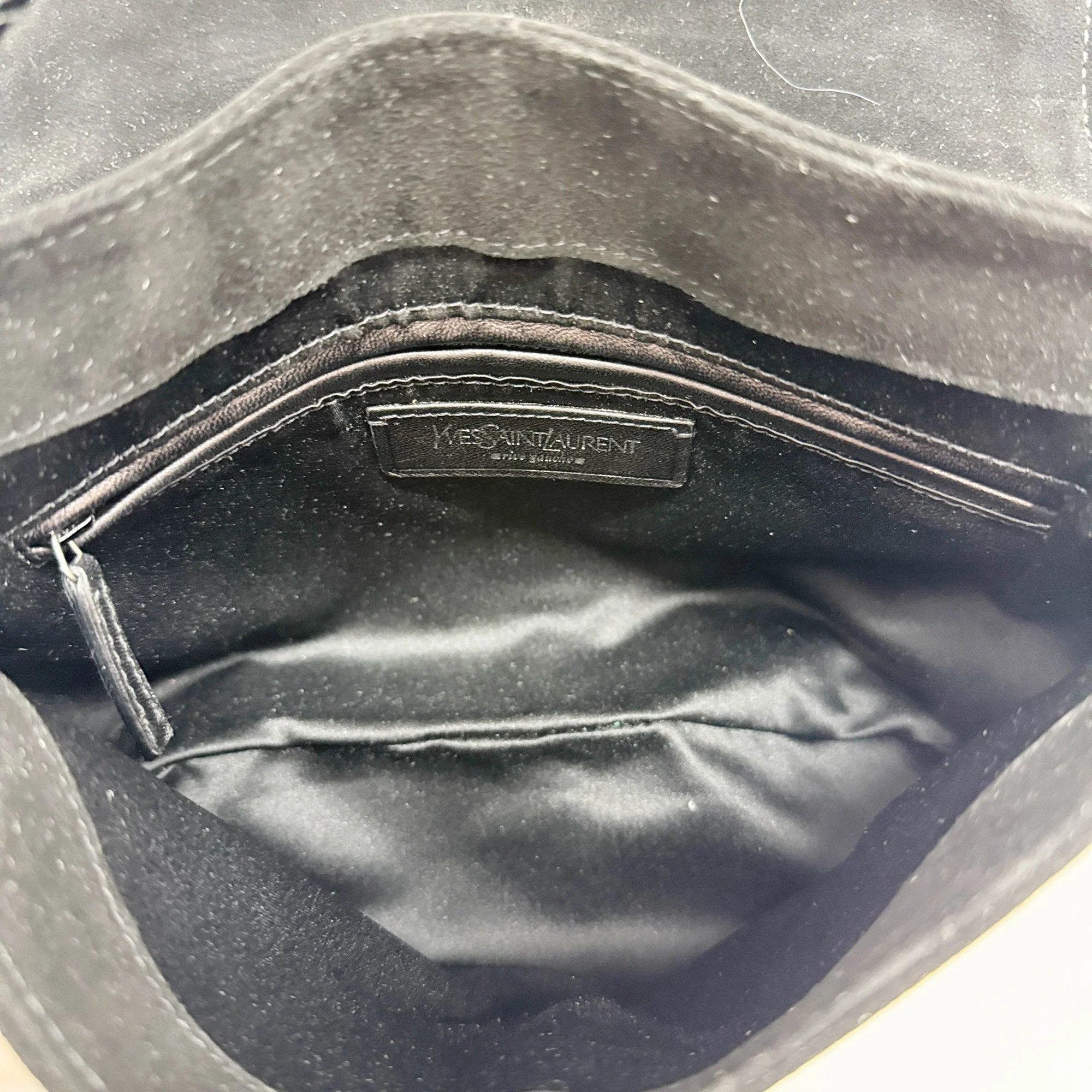 Black Suede with Leather Flap Shoulder Bag - Image 15