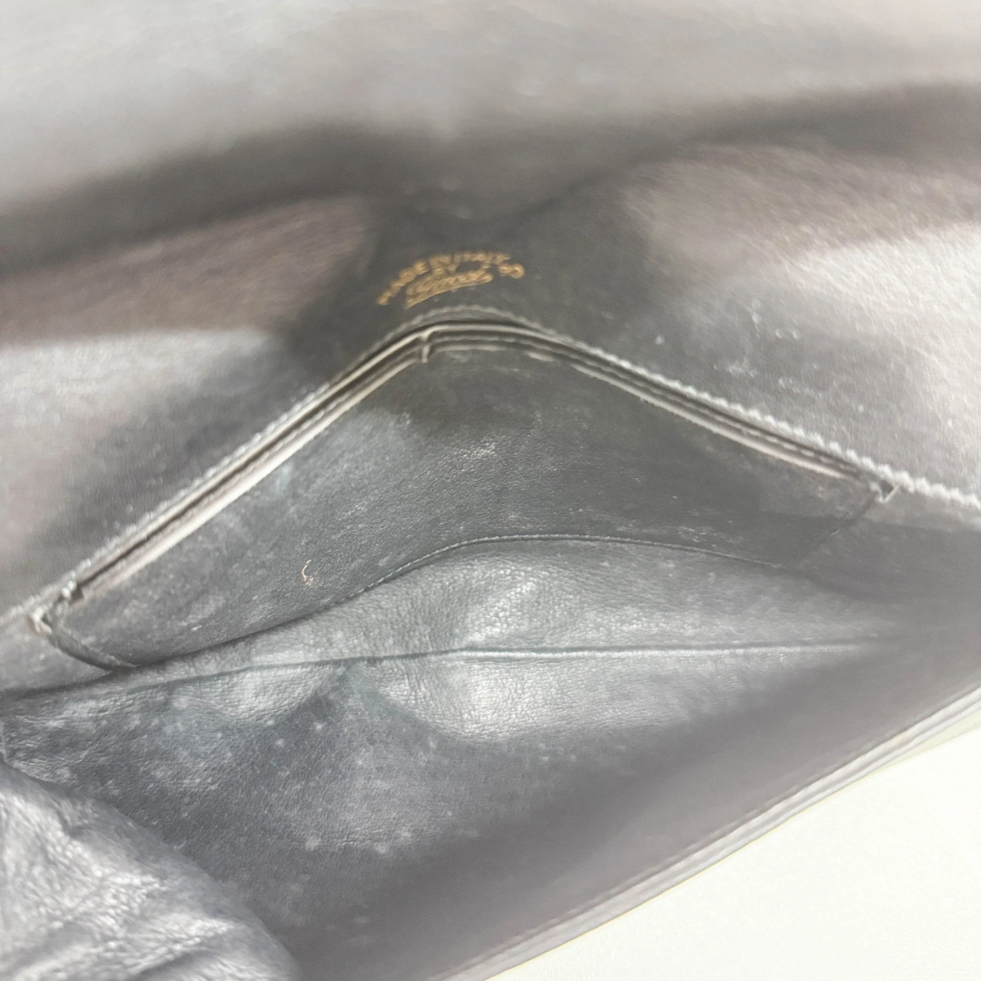 Blondie Black Leather Gold Logo Clutch Bag - Image 14