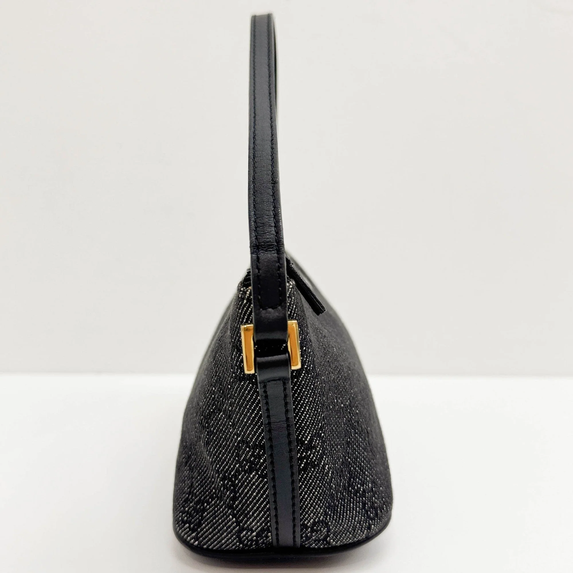 Boat Black GG Denim Pouch Bag - Image 5