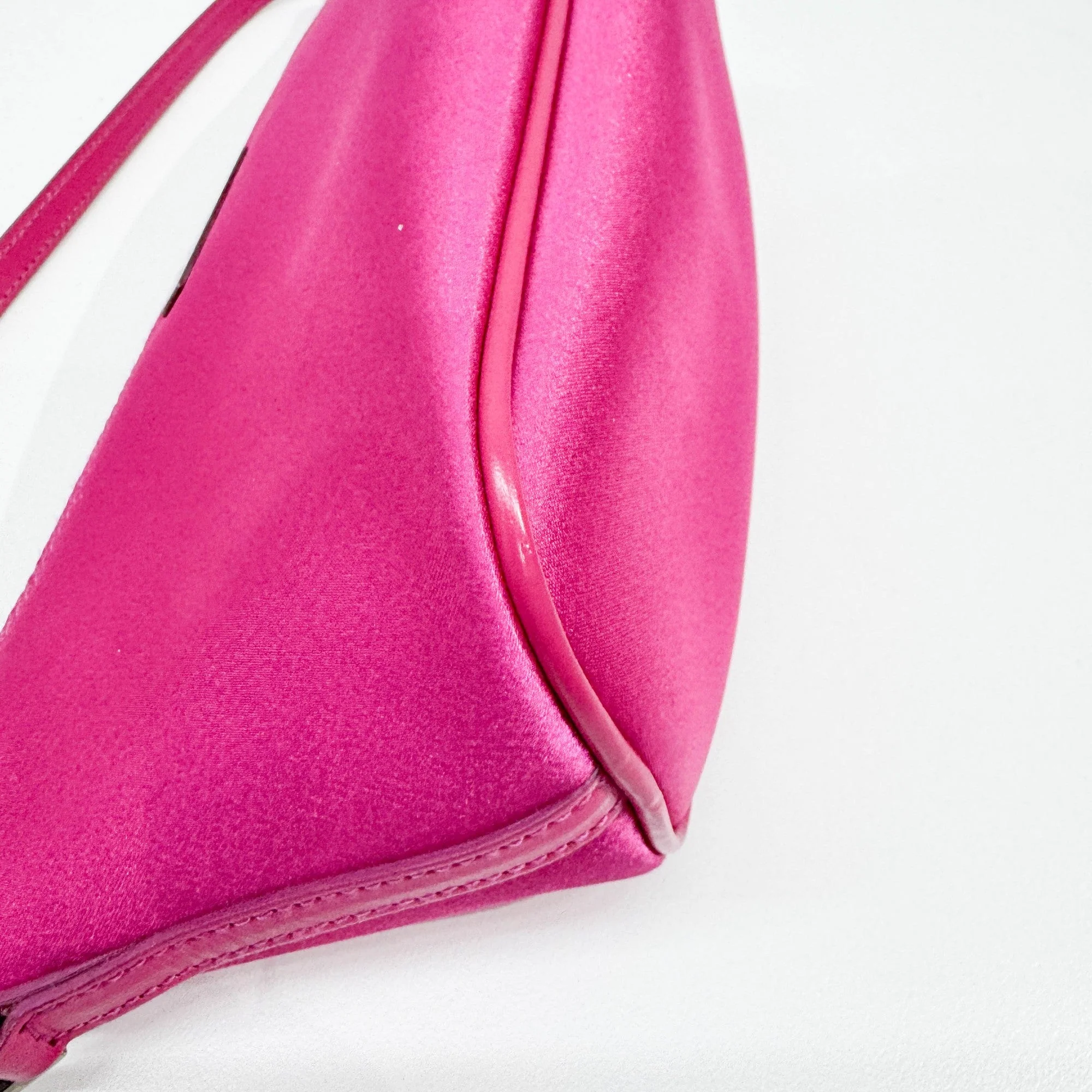 Boat Fuchsia Satin Shoulder Pochette - Image 8