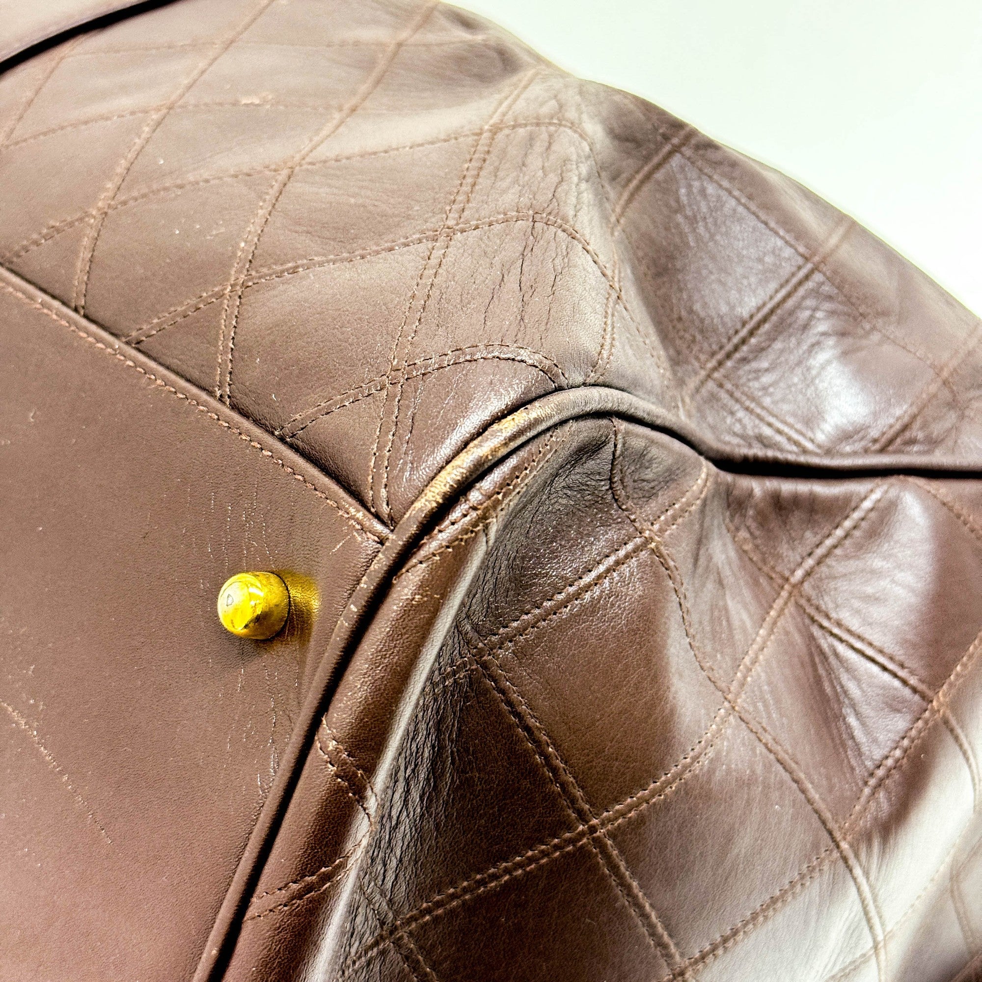 Boston 1989-1991 Matelasse Brown Leather Two Way Bag - Image 9