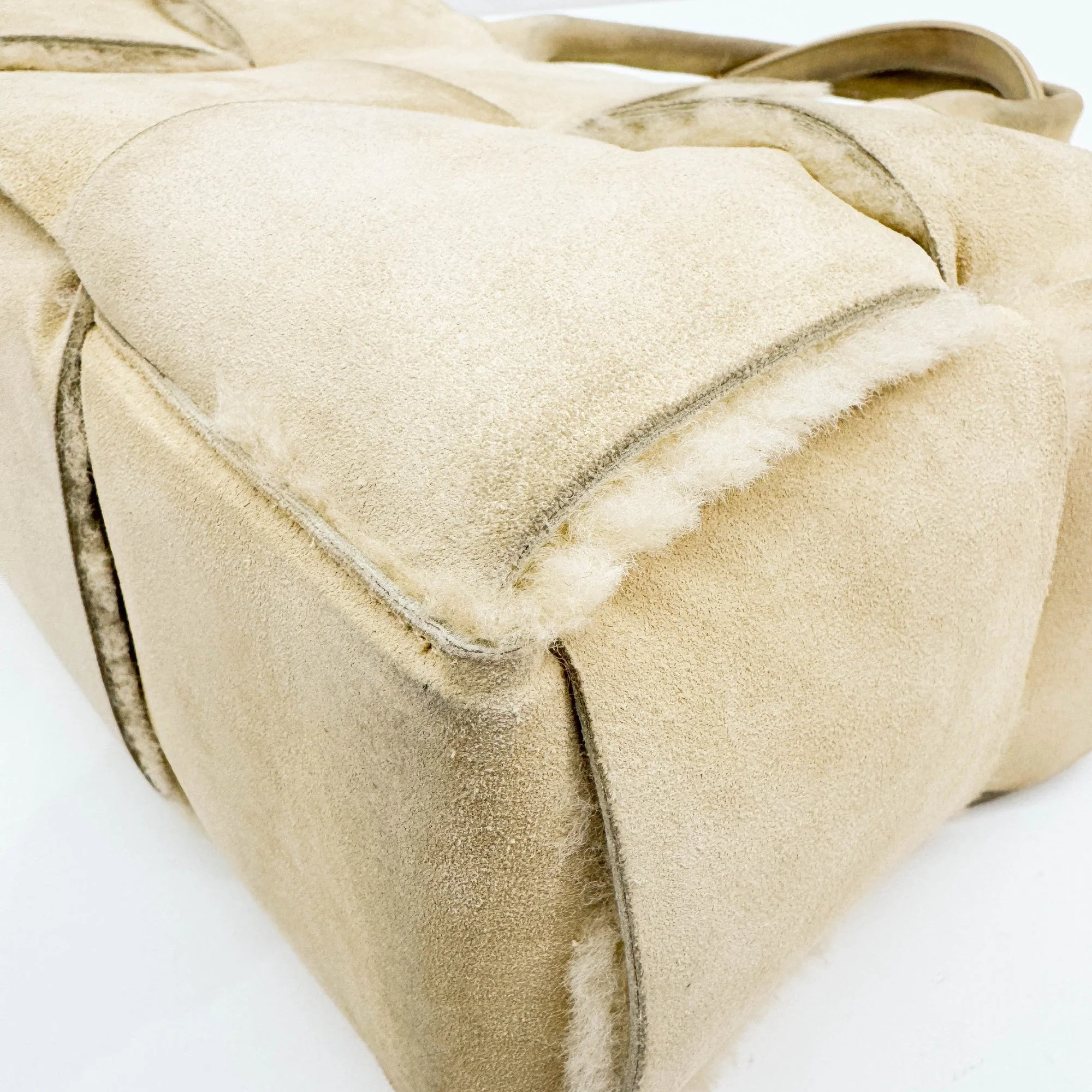 Arco Beige Suede & Fur Hand bag - Image 11