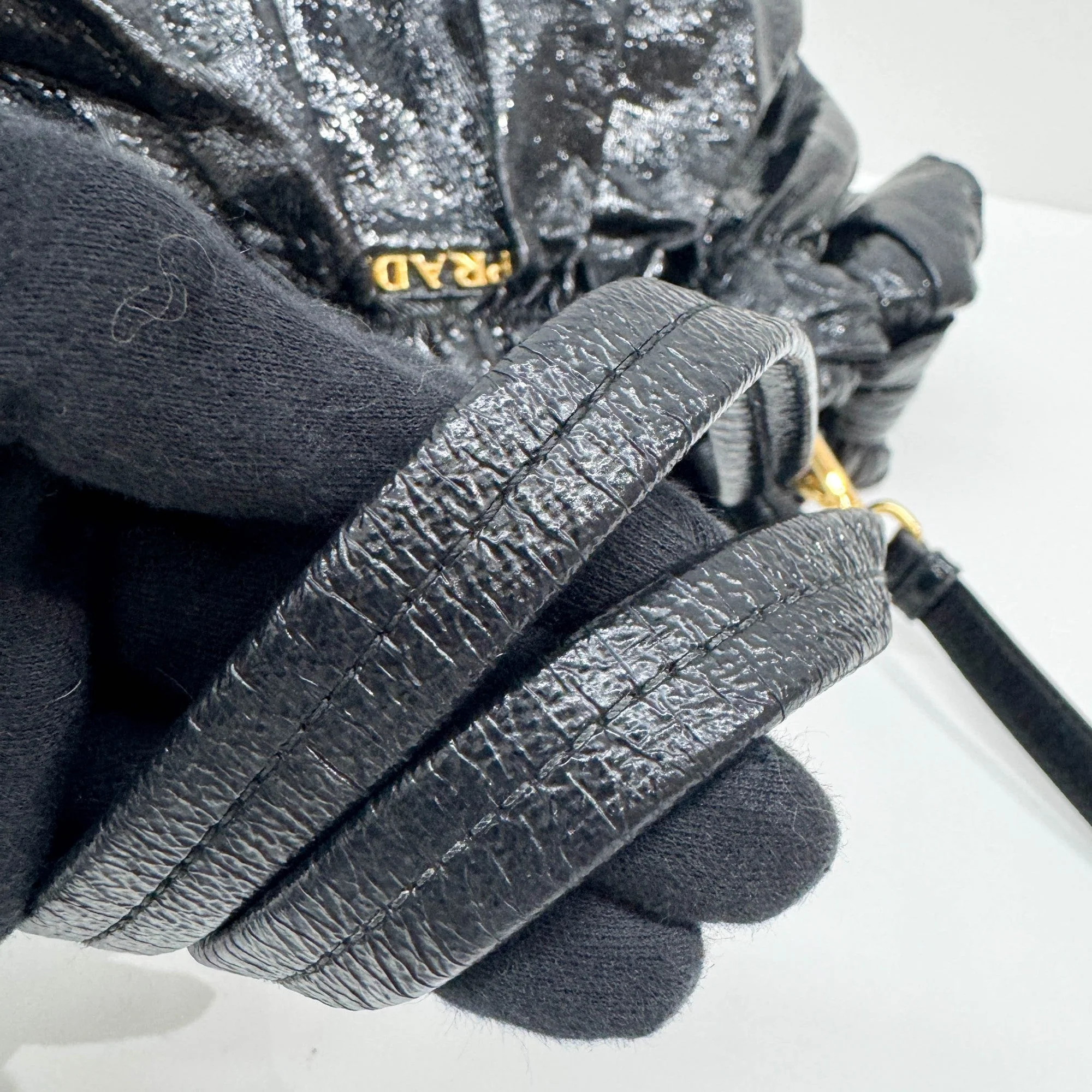 Bow Bag Black Patent Leather Two Way Bag - Image 9