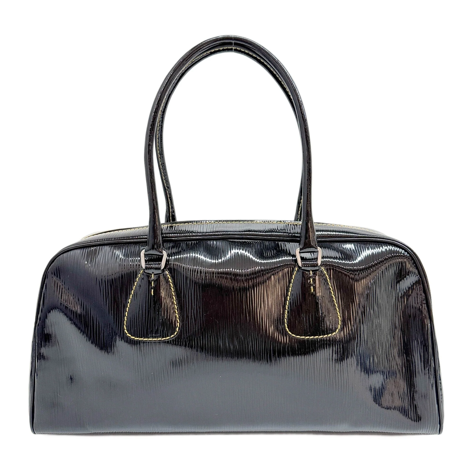 Bowling Black Leather Shoulder Bag - Image 2