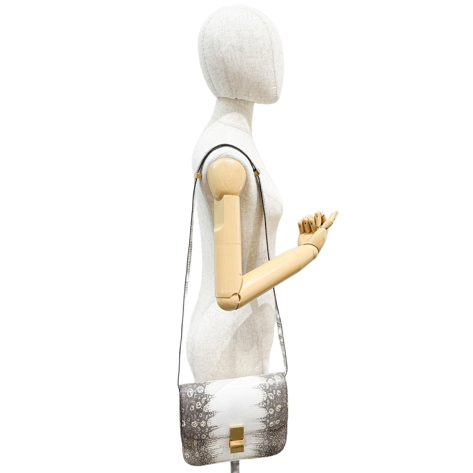 Box Bag White Python Embossed Leather Crossbody Bag - Image 3