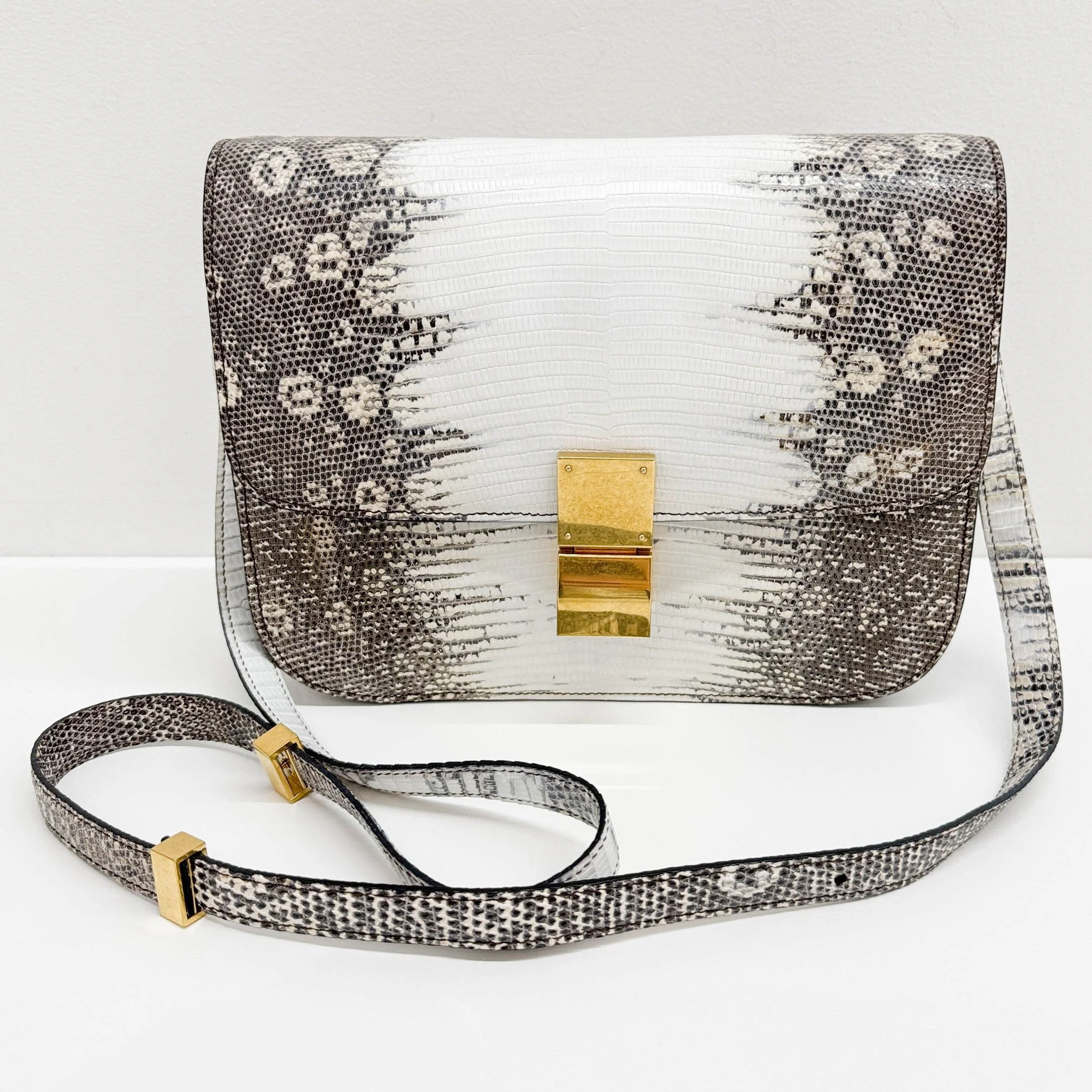 Box Bag White Python Embossed Leather Crossbody Bag - Image 4