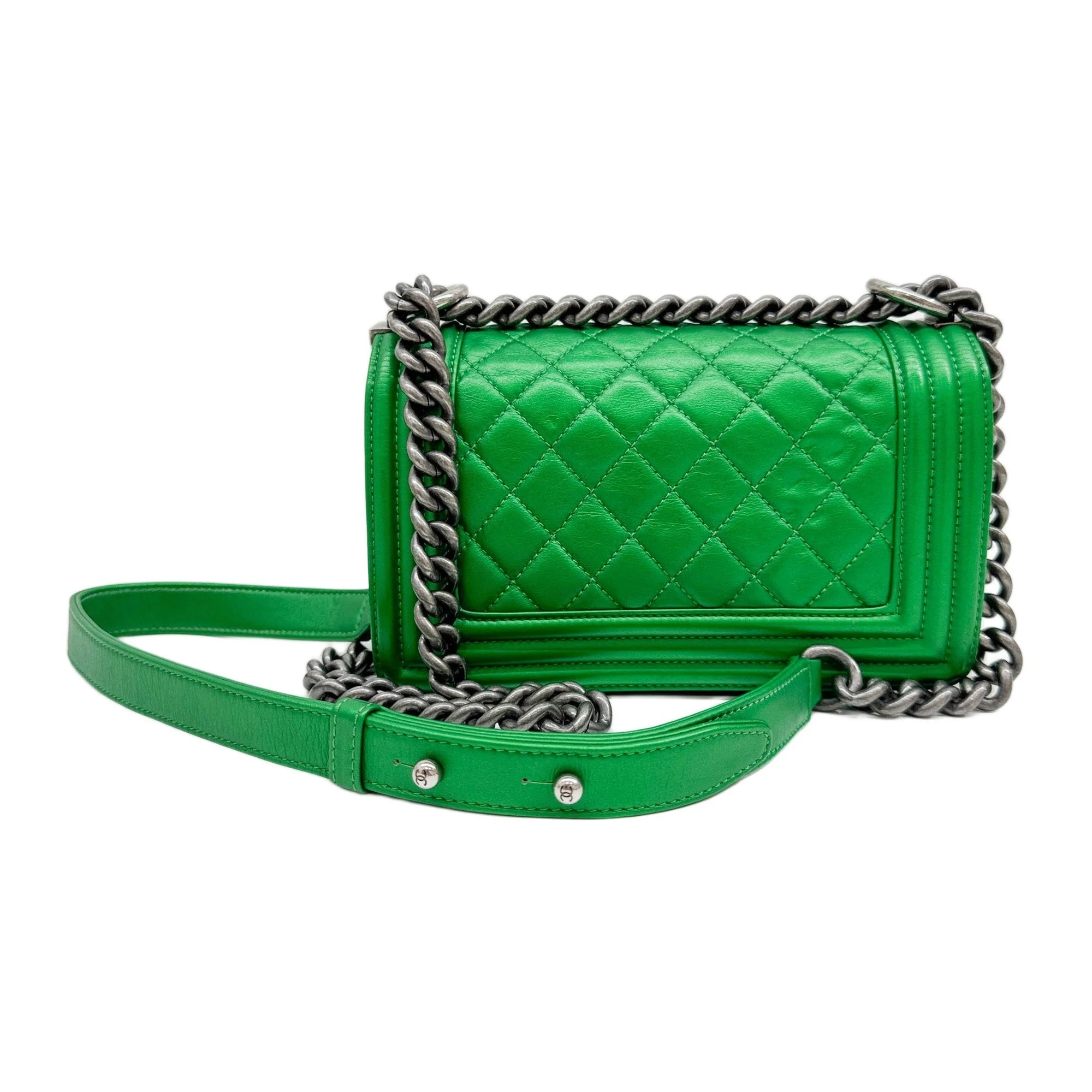 Boy 2014-2015 Matelasse Green Leather Shoulder Bag - Image 2