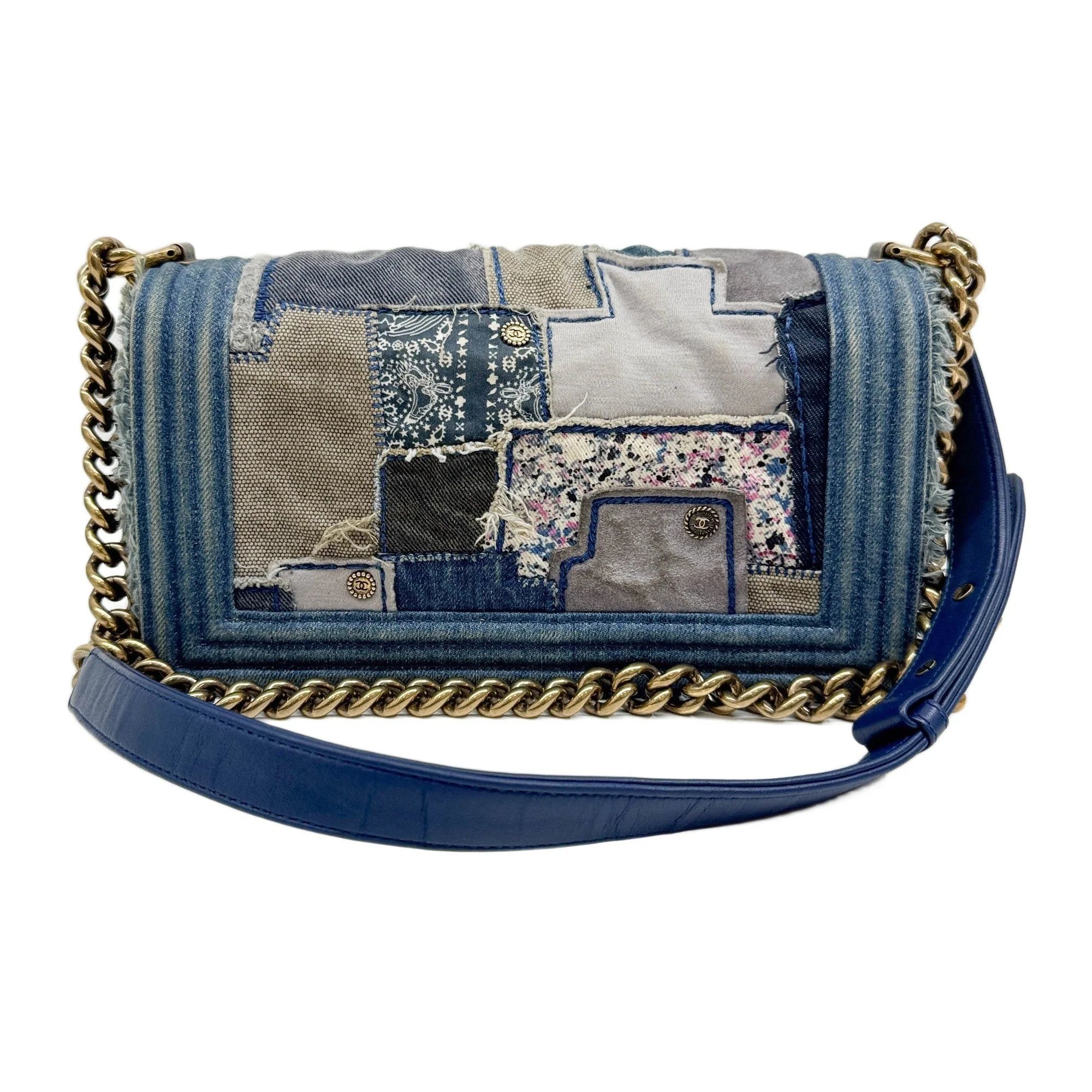 Boy 2014-2015 Patchwork Blue Denim Shoulder Bag - Image 2