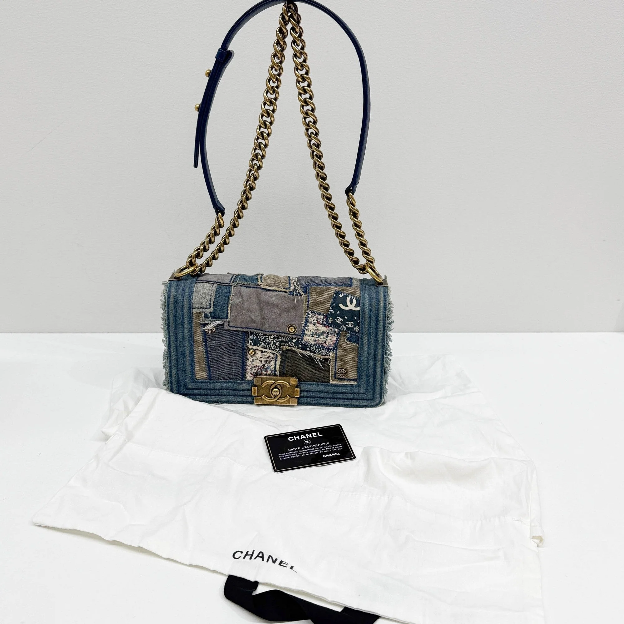 Boy 2014-2015 Patchwork Blue Denim Shoulder Bag - Image 4