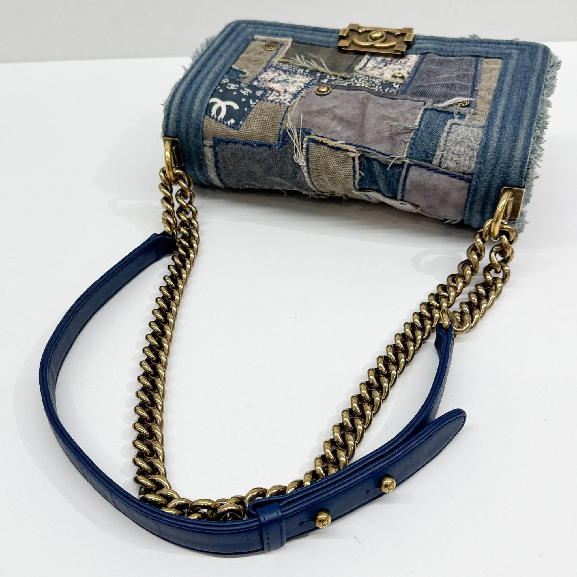 Boy 2014-2015 Patchwork Blue Denim Shoulder Bag - Image 9