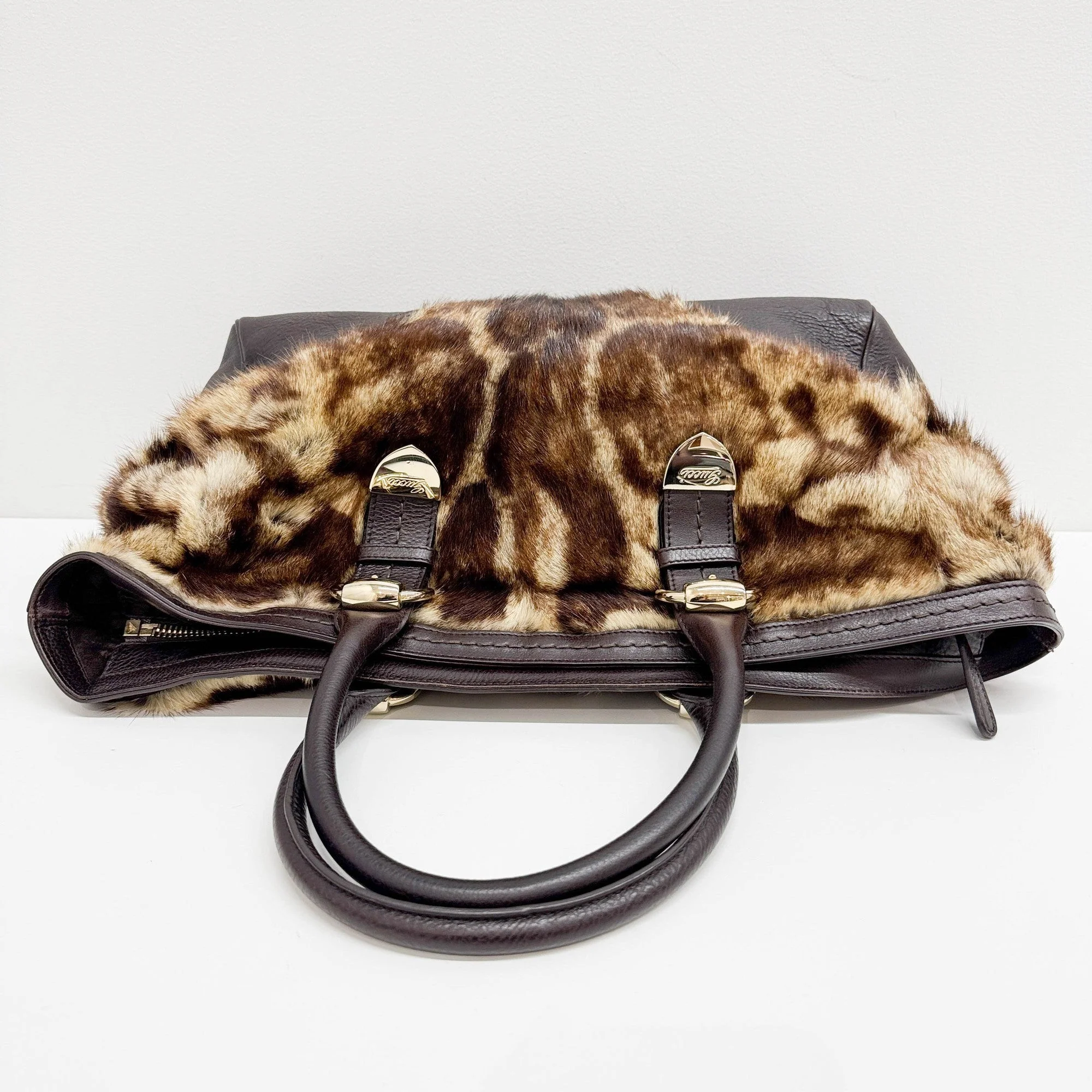 Brown Animal Print Fur Hand Bag - Image 7