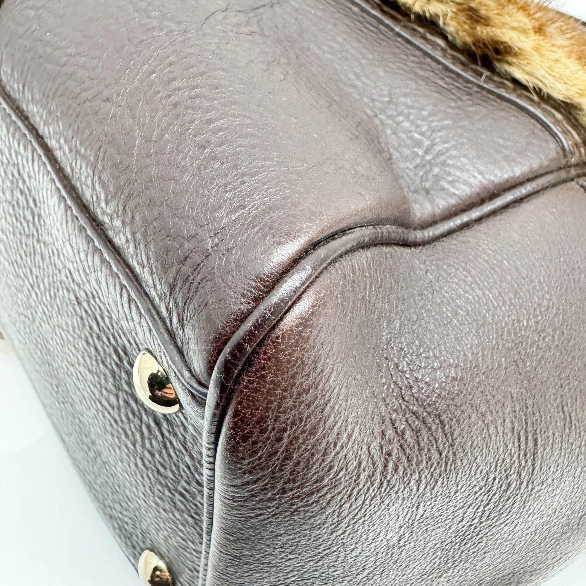 Brown Animal Print Fur Hand Bag - Image 9