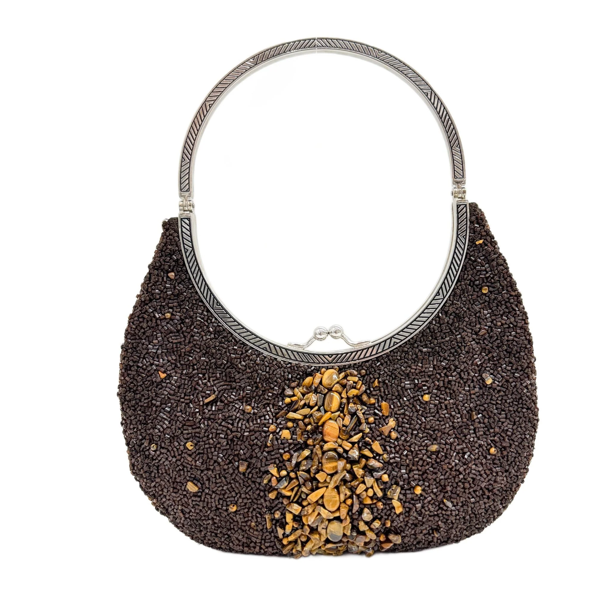 Brown Beaded Hand Bag - Image 2