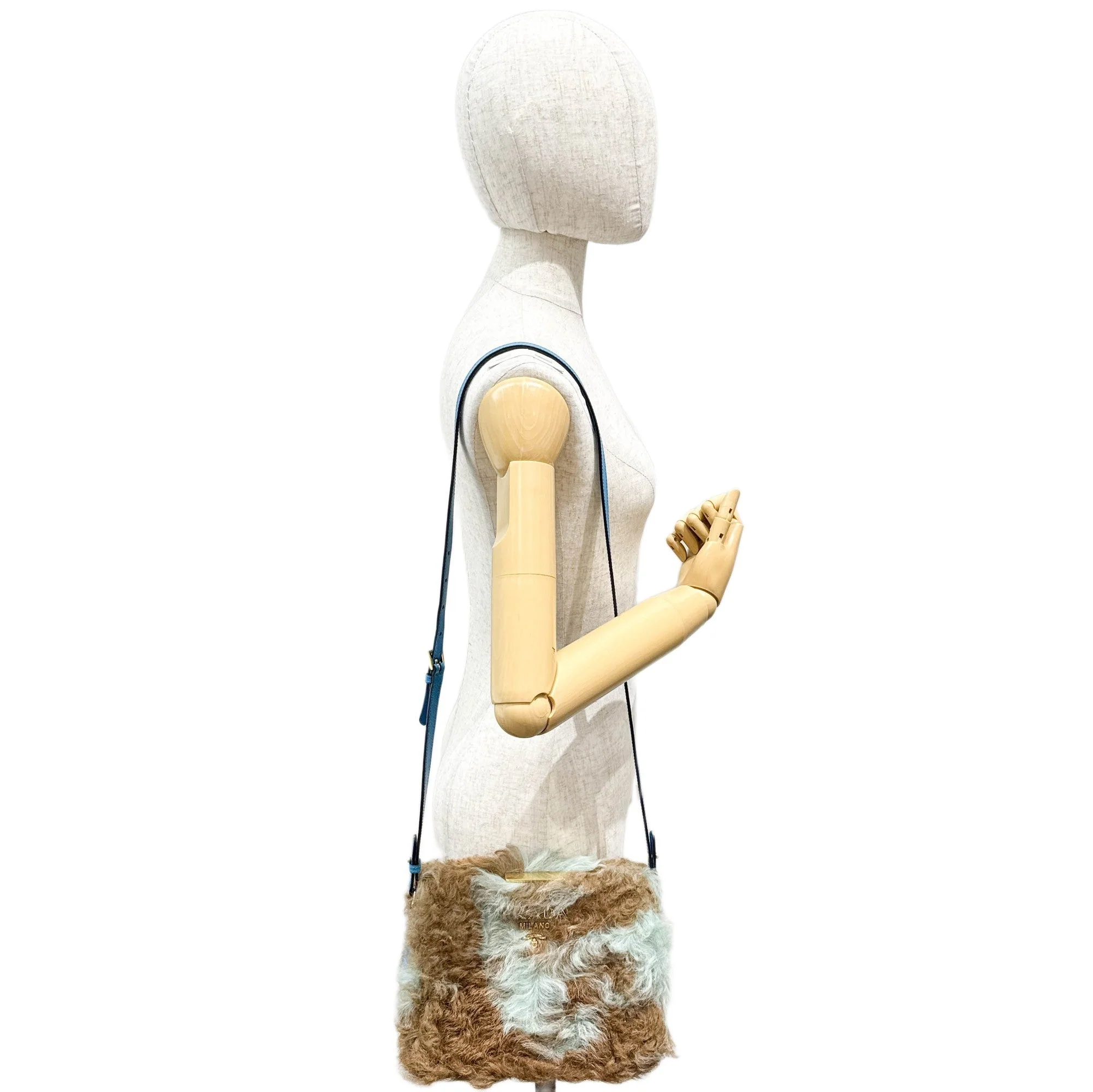 Brown & Blue Wool Crossbody Bag - Image 3