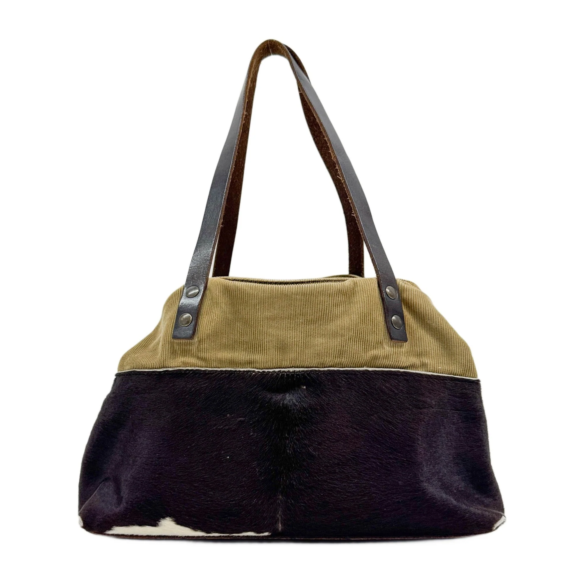 Brown Cow Print Pony Hair Shoulder Bag - Image 2