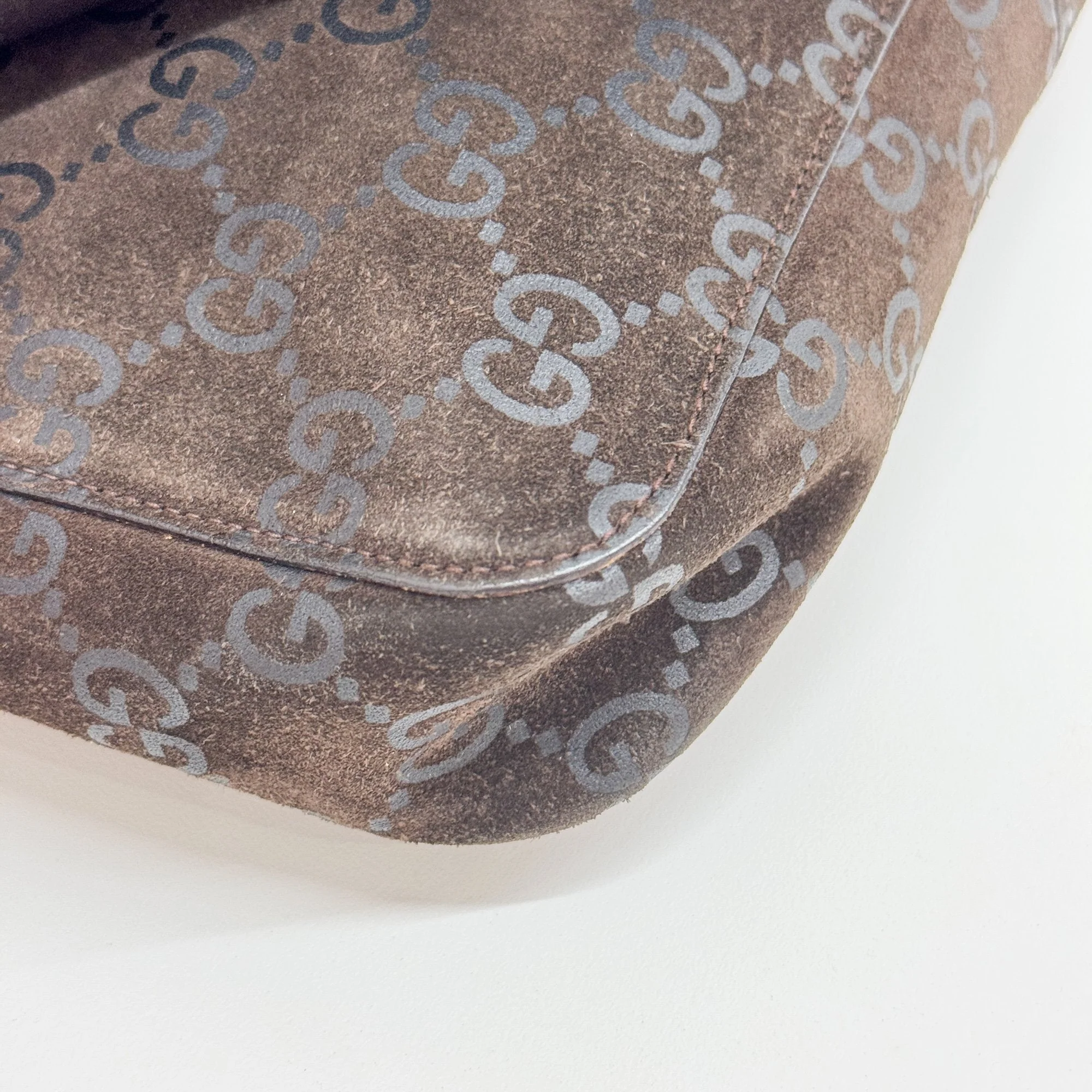 Brown GG Canvas Suede Hobo Bag - Image 10