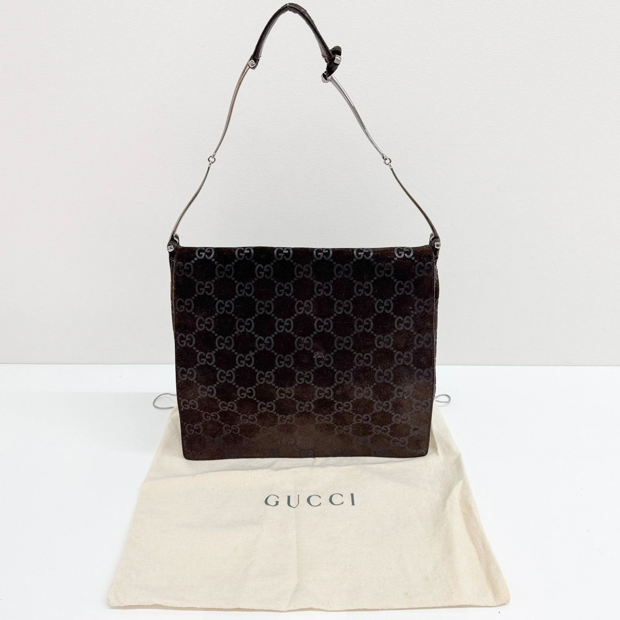 Brown GG Canvas Suede Hobo Bag - Image 4