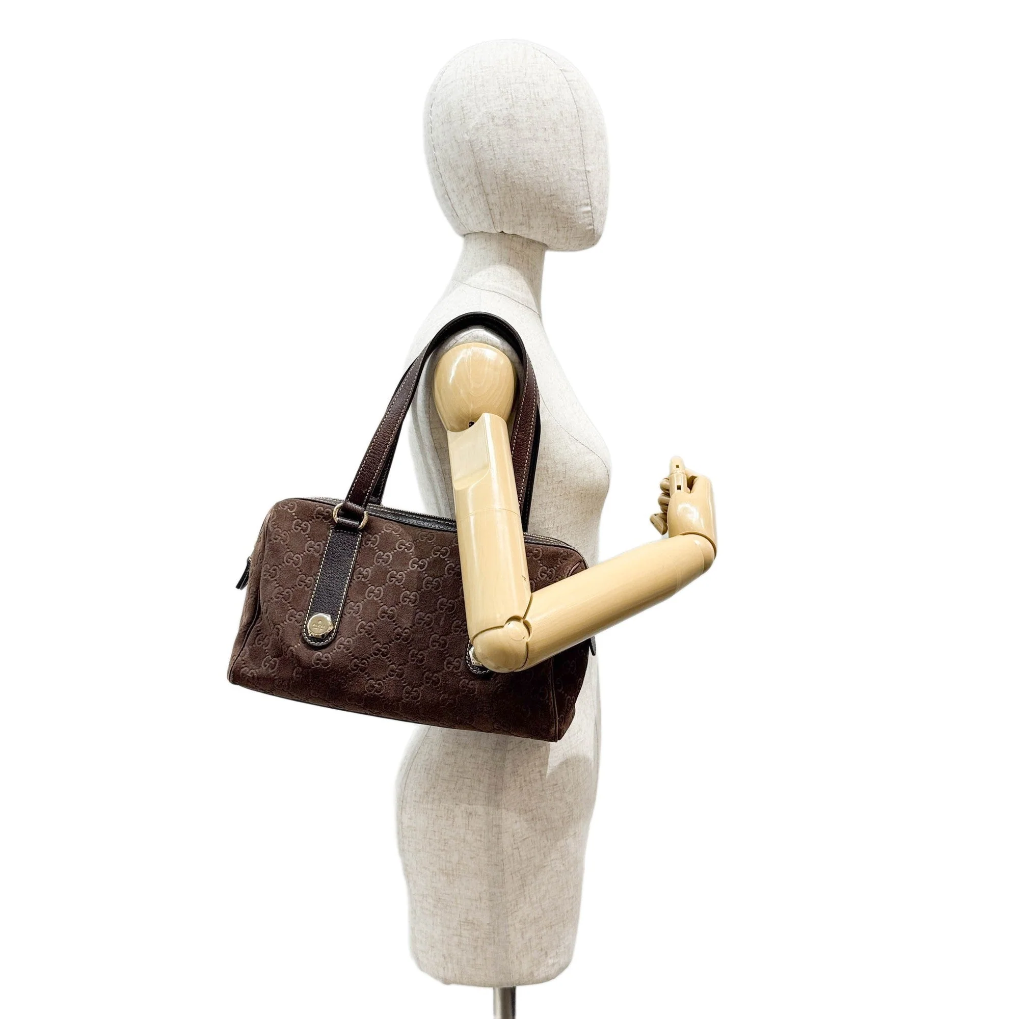 Brown GG Suede Shoulder Bag - Image 3