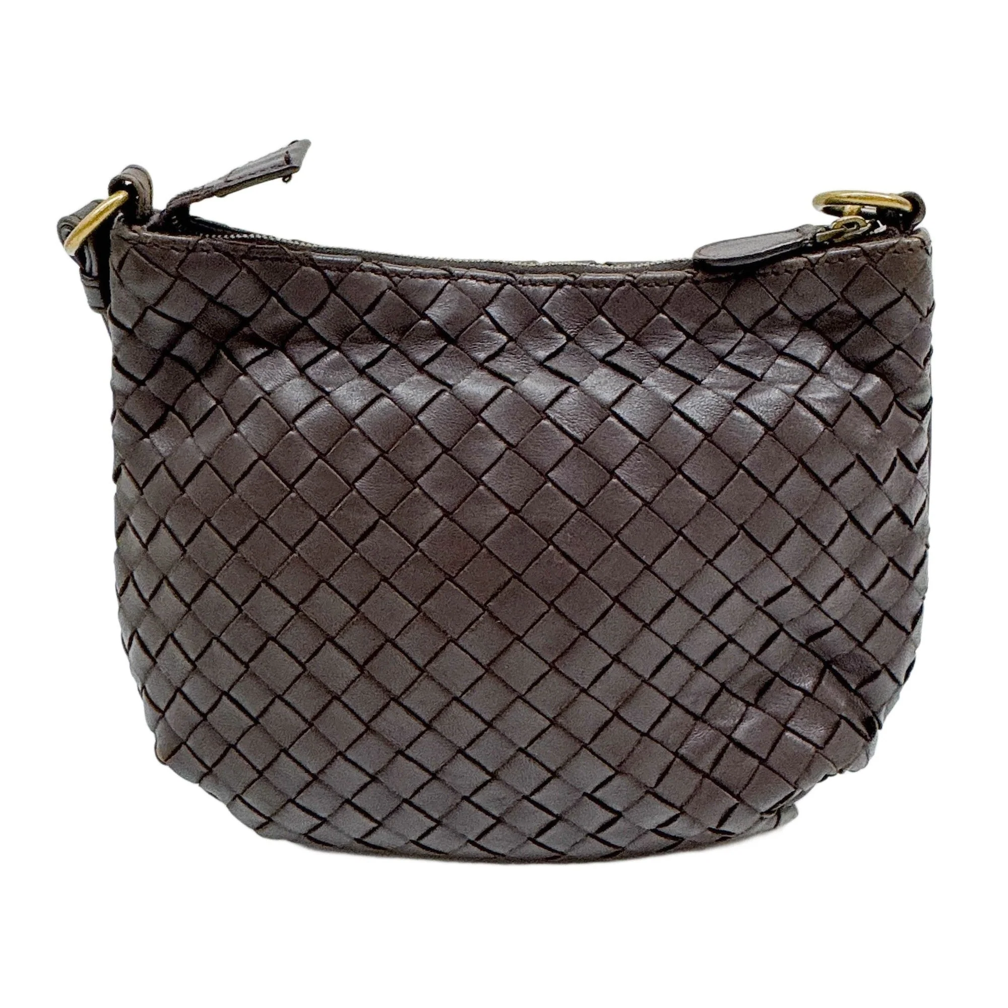 Brown Intrecciato Leather Shoulder Bag - Image 2