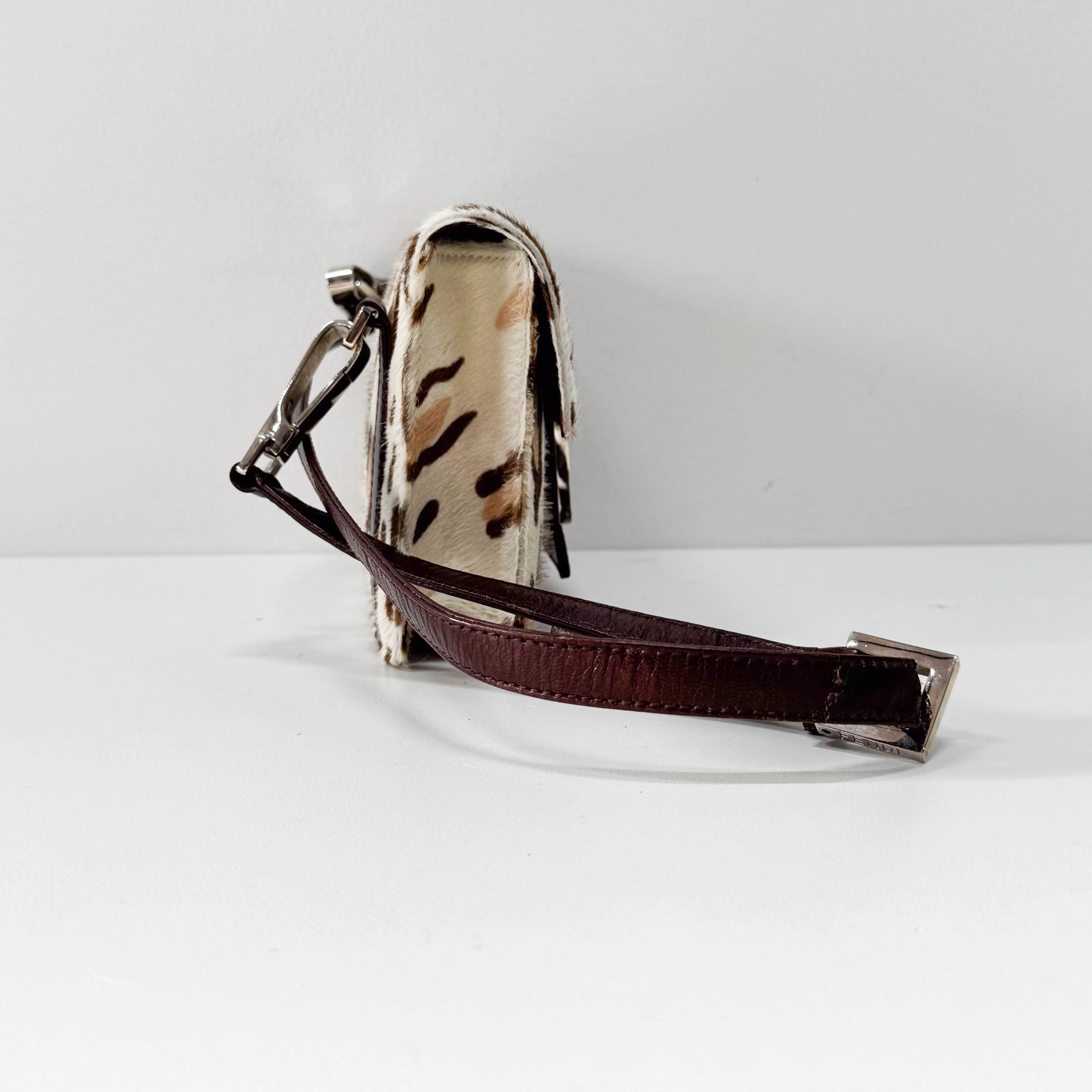 Brown Leopard Print Pony Hair Shoulder Bag - Image 4