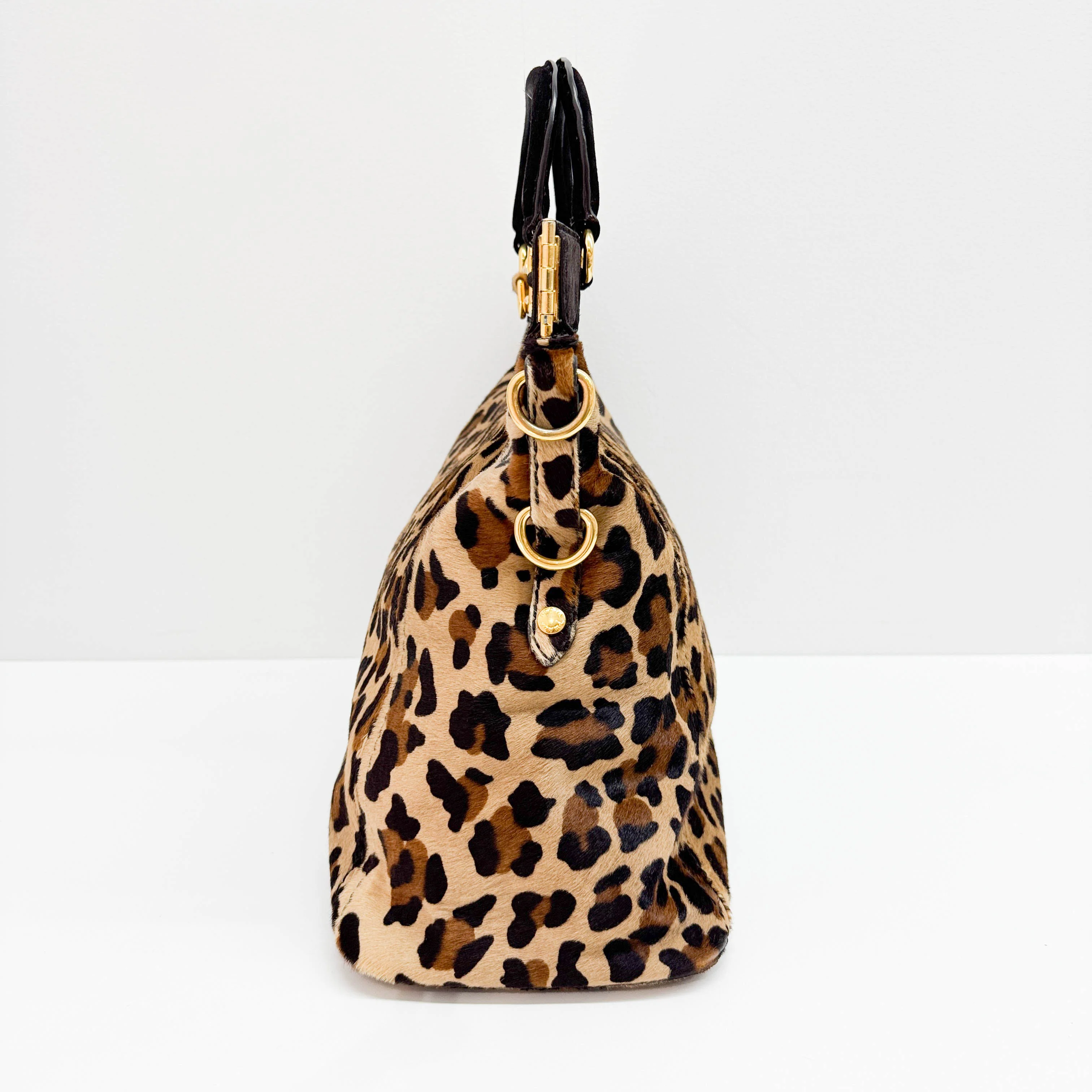 Brown Leopard Print Pony Hair Two Way Bag - Image 5
