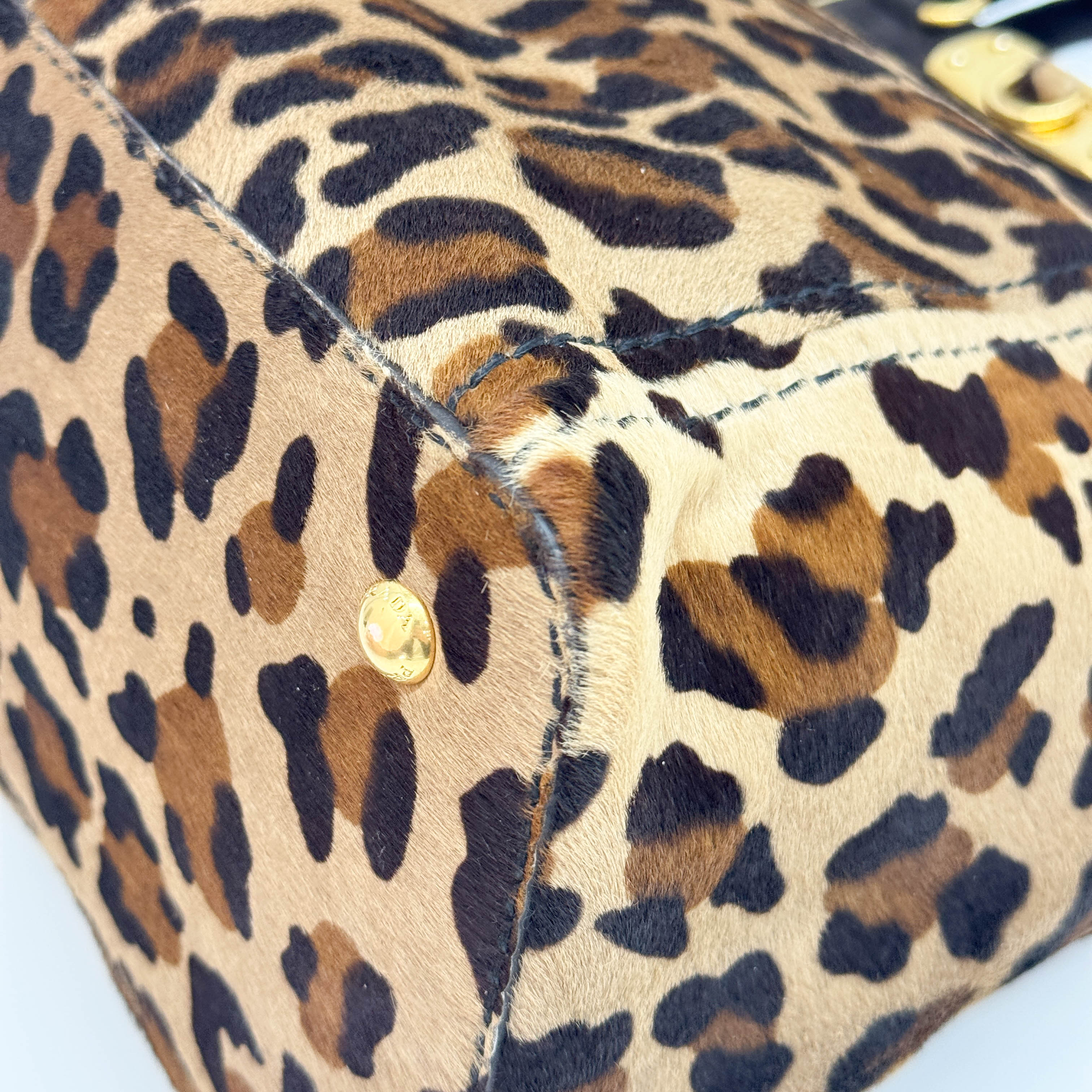 Brown Leopard Print Pony Hair Two Way Bag - Image 9