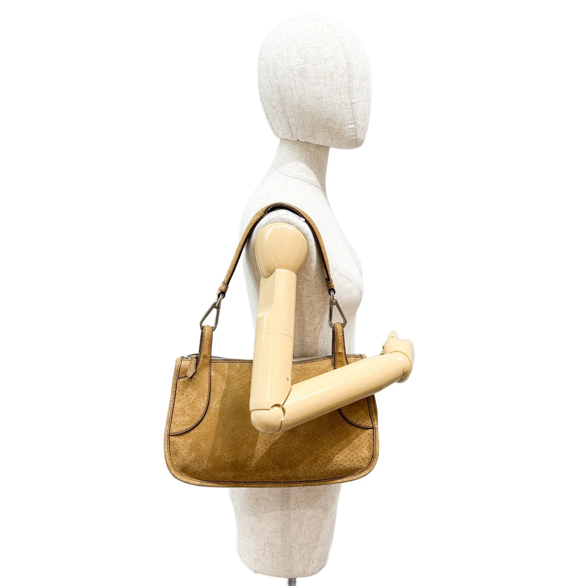 Brown Ostrich Leather Shoulder Bag - Image 3