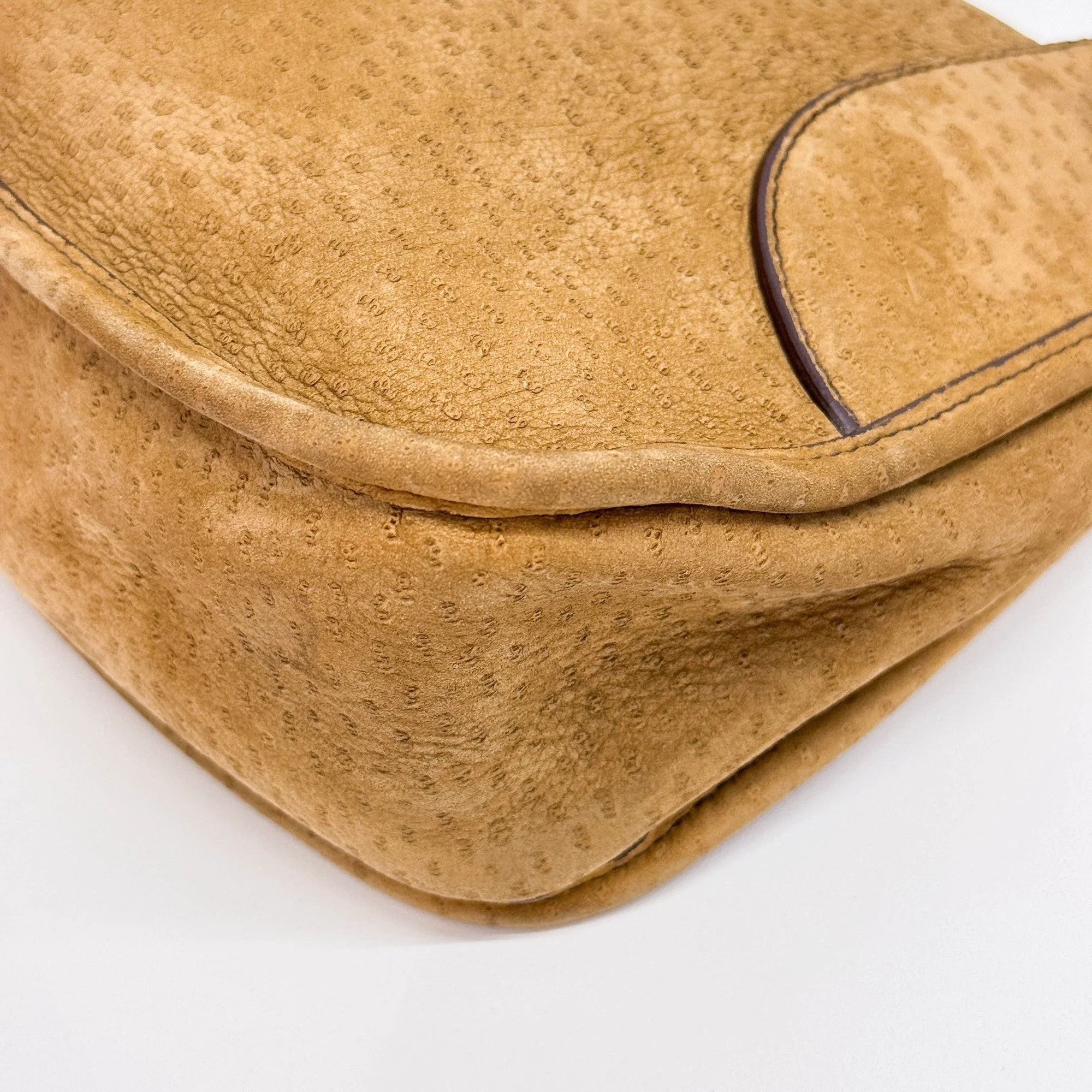 Brown Ostrich Leather Shoulder Bag - Image 9