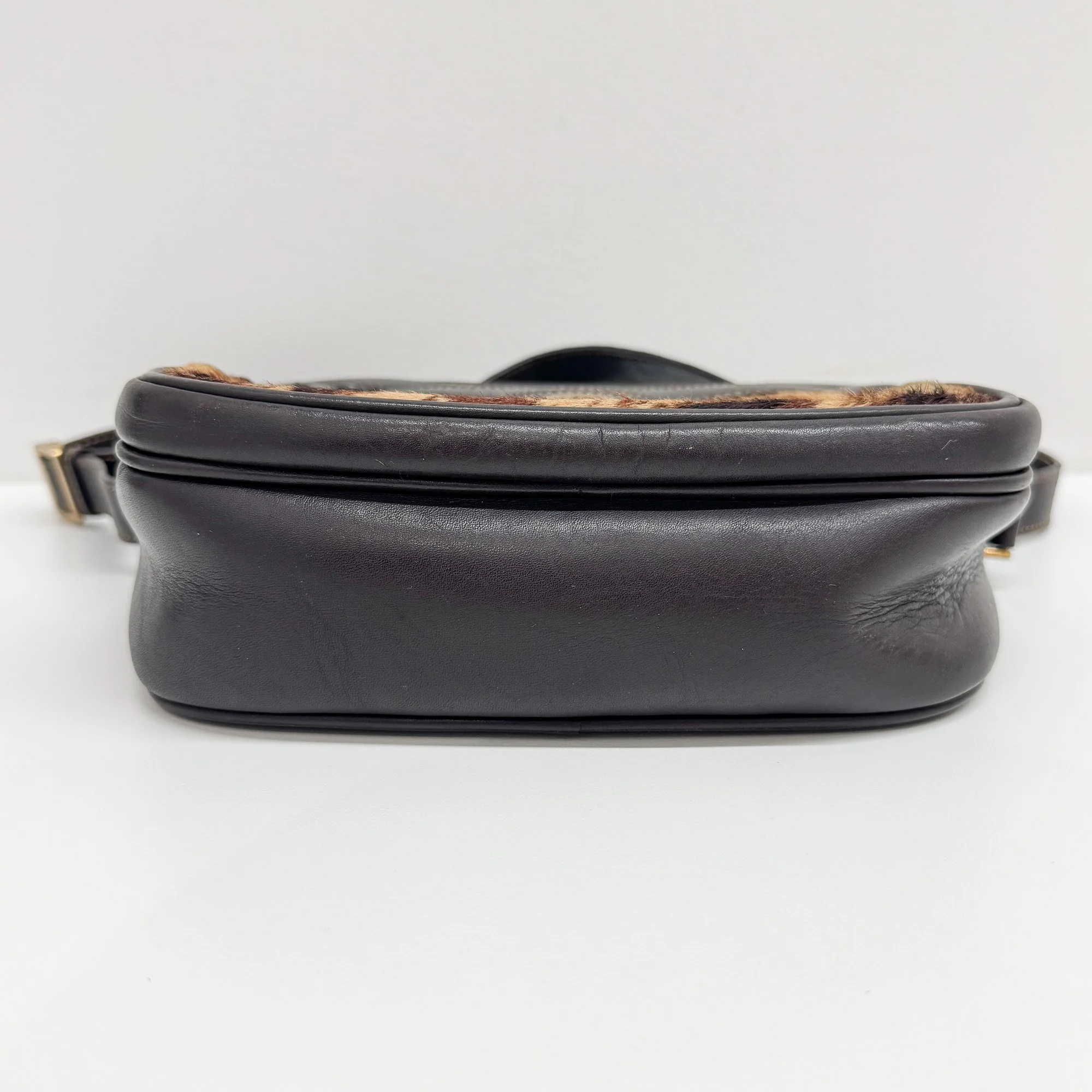Brown Pony Hair Embossed Leather Shoulder Bag - Image 7