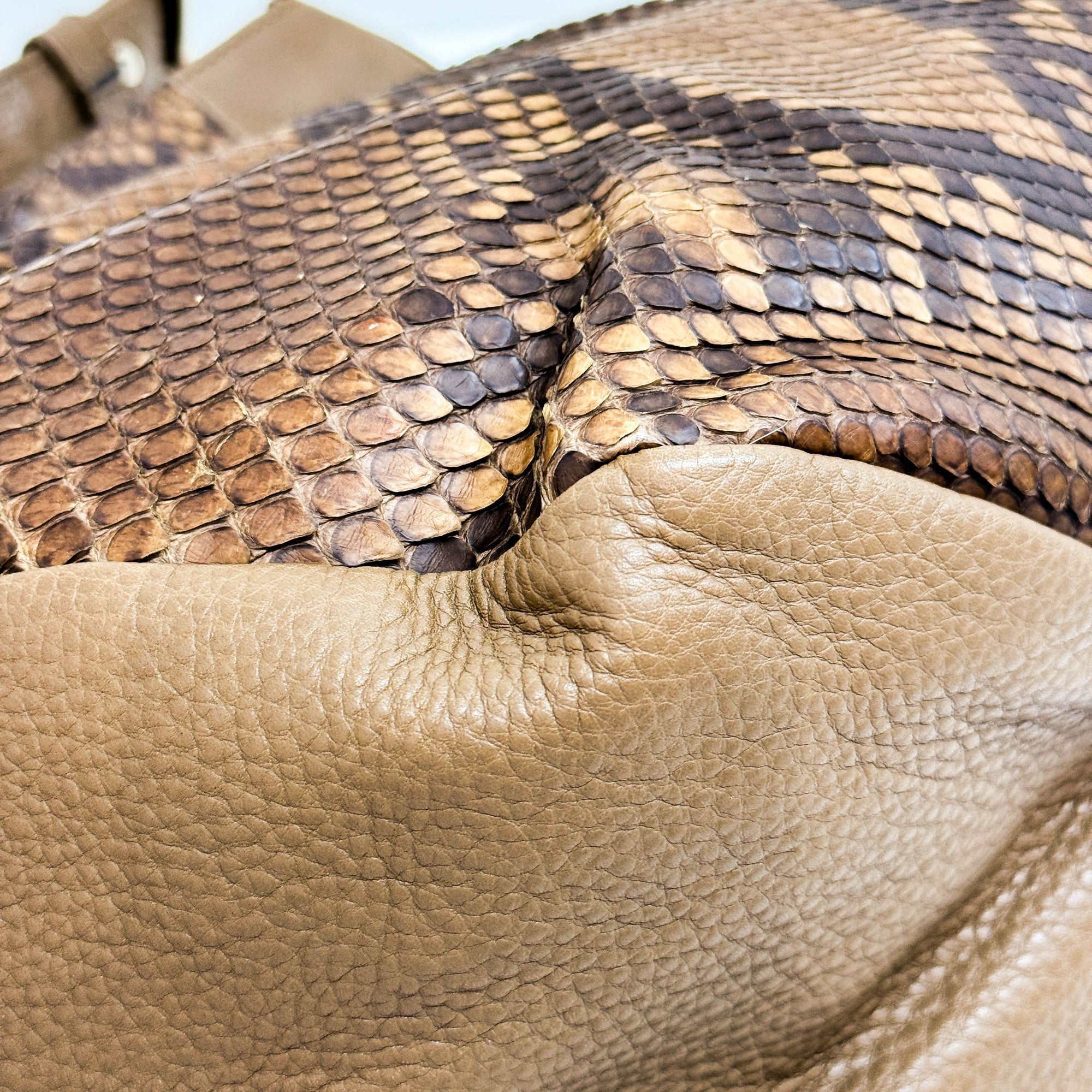 Brown Python and Leather Hobo Bag - Image 11