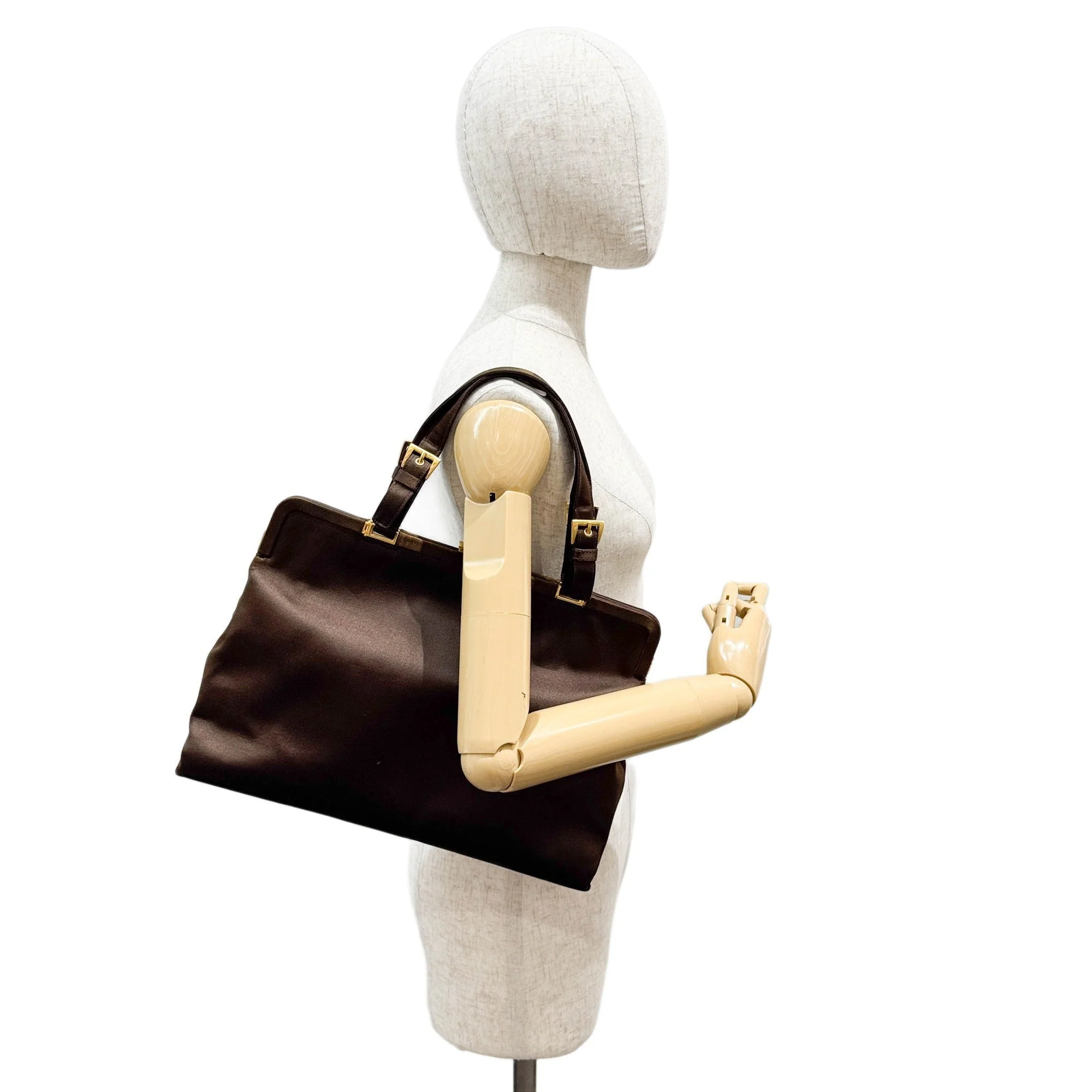Brown Satin Hand Bag - Image 3