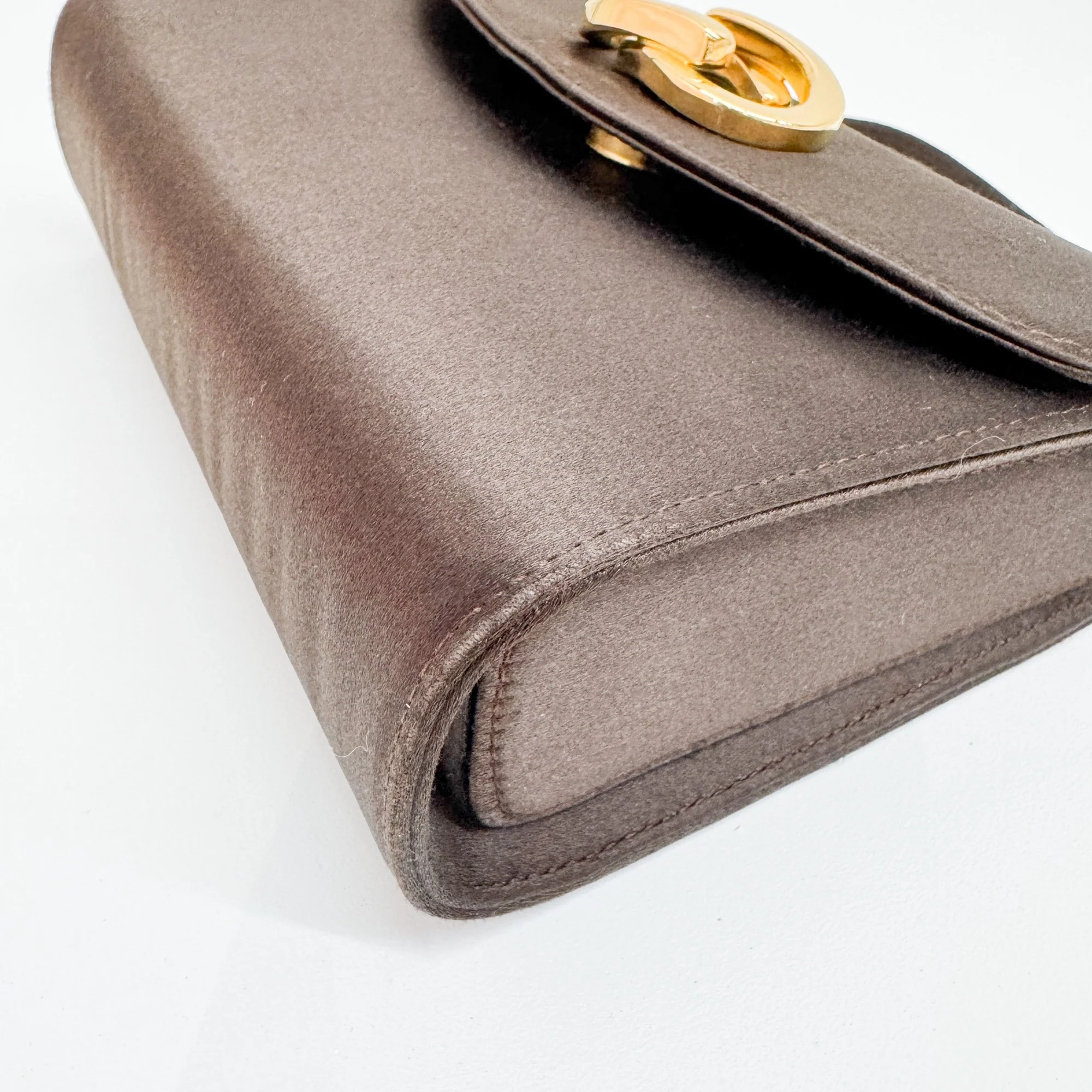 Brown Satin Shoulder Bag - Image 9