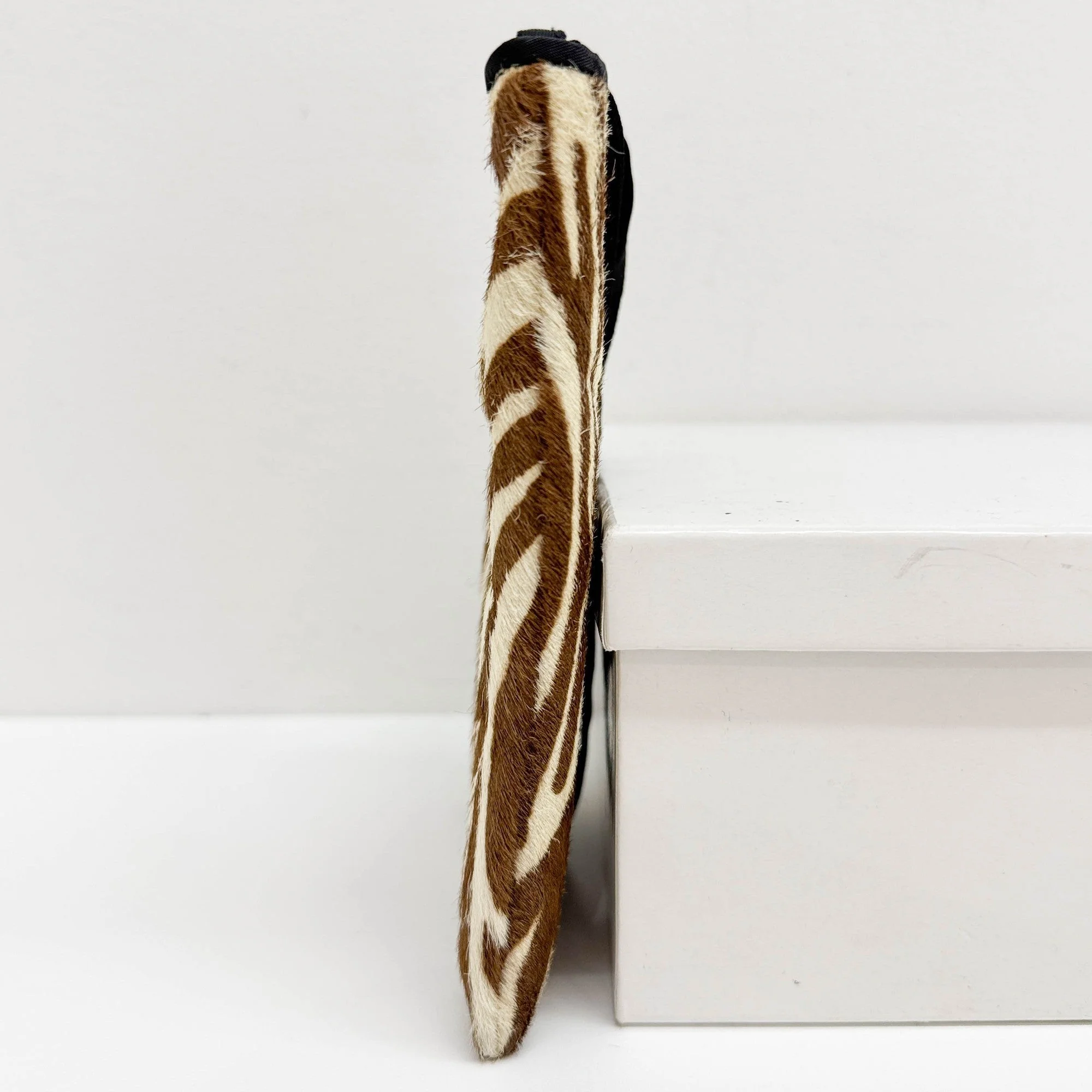 Brown Zebra Print Pony Hair Pouch Bag - Image 5